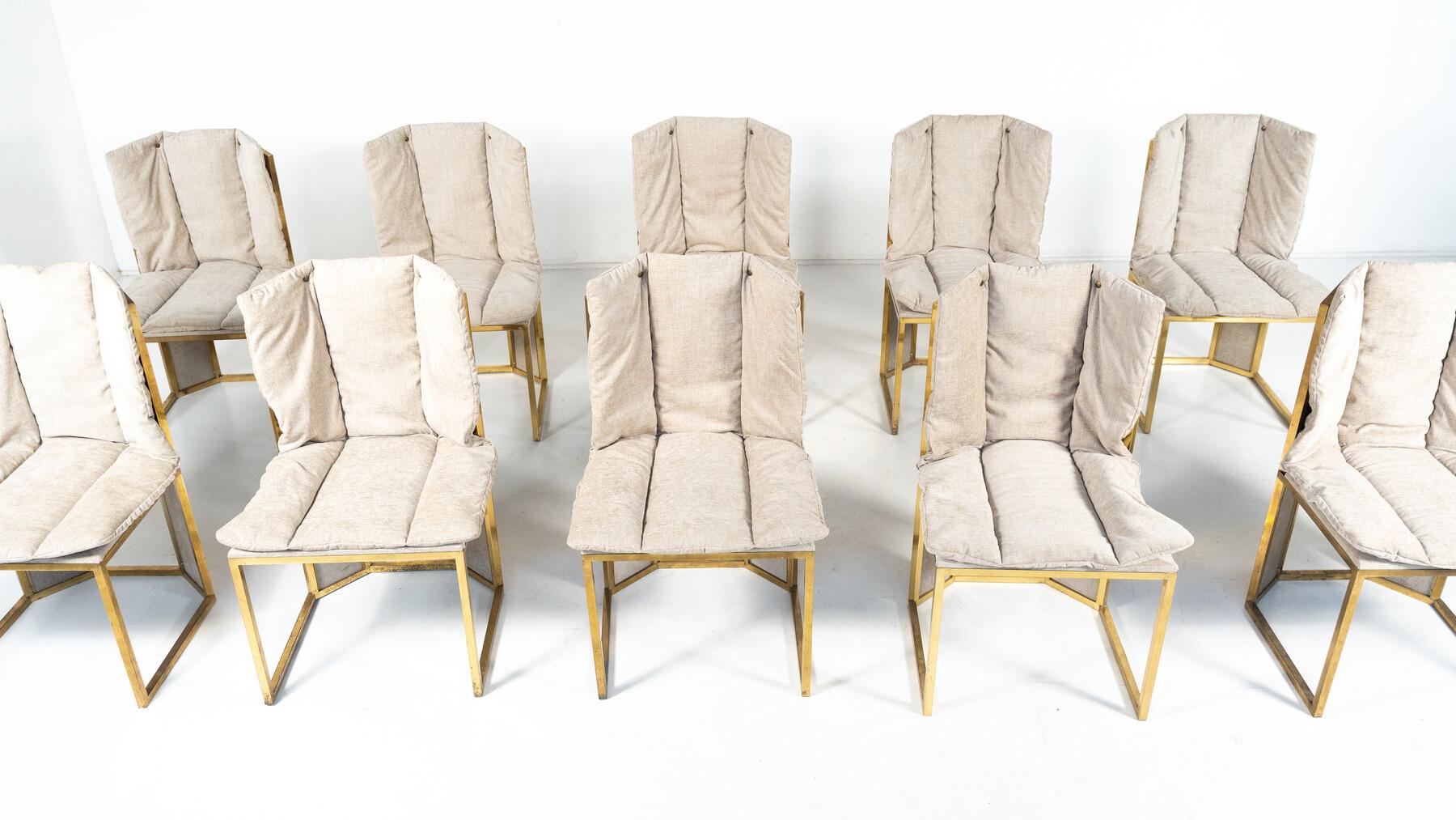 Set di 10 sedie moderne di Romeo Rega, Italia, anni '70 - Nuova tappezzeria in vendita 3