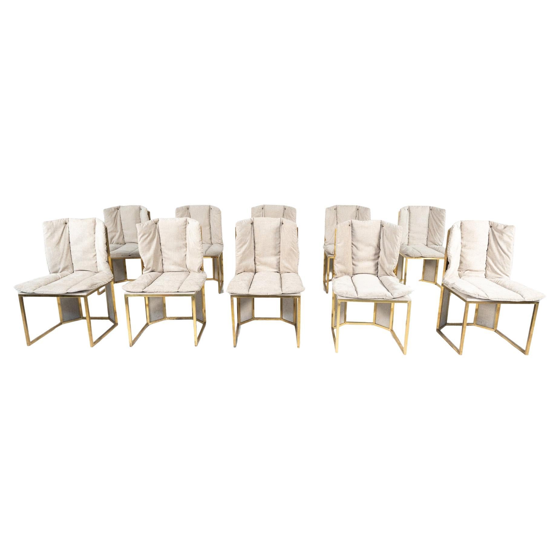 Set di 10 sedie moderne di Romeo Rega, Italia, anni '70 - Nuova tappezzeria in vendita