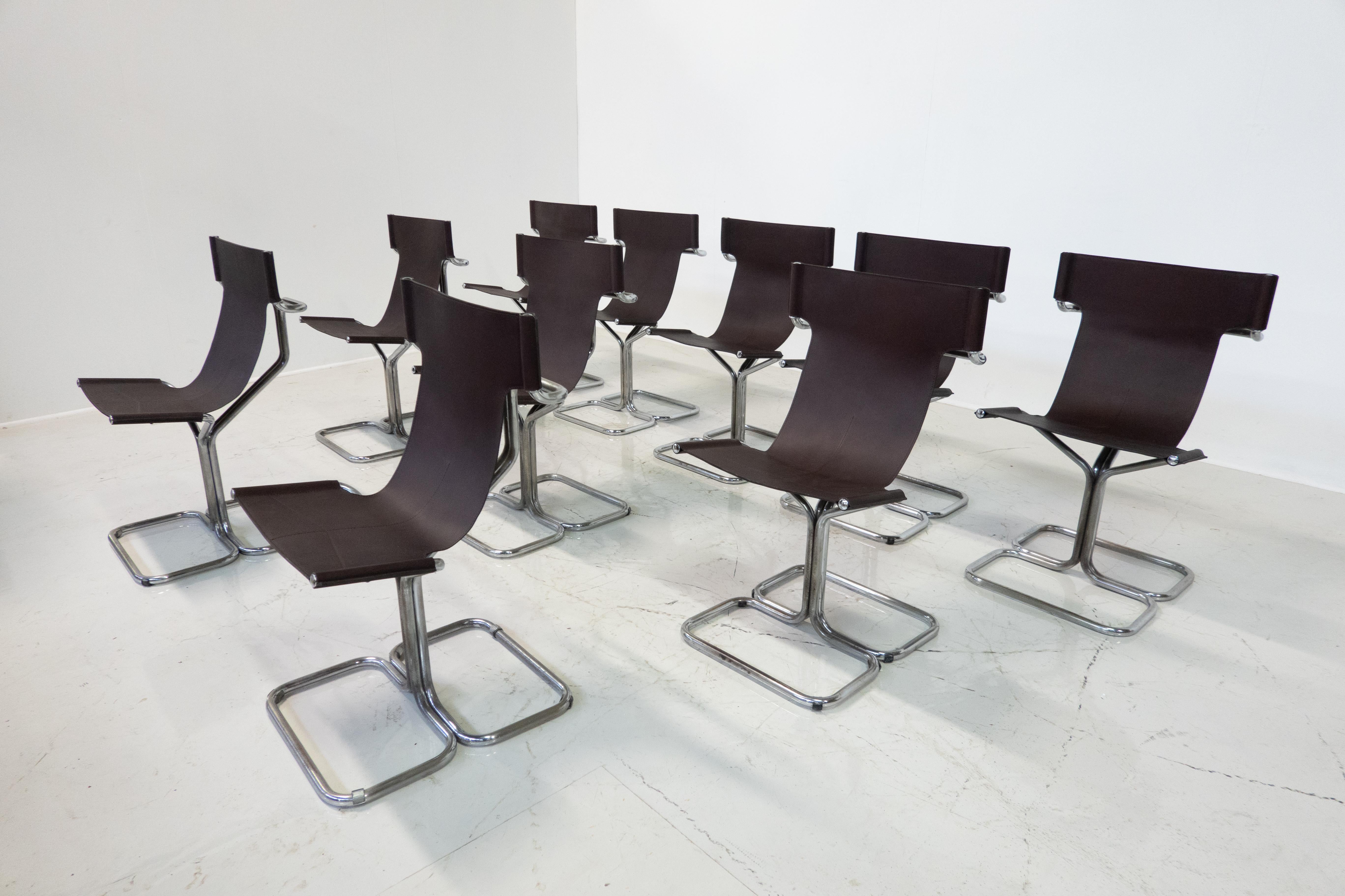 Mid-Century Modern Set of 10 'Topos' Chairs by Gruppo DAM for Busnelli, 1970s For Sale 5
