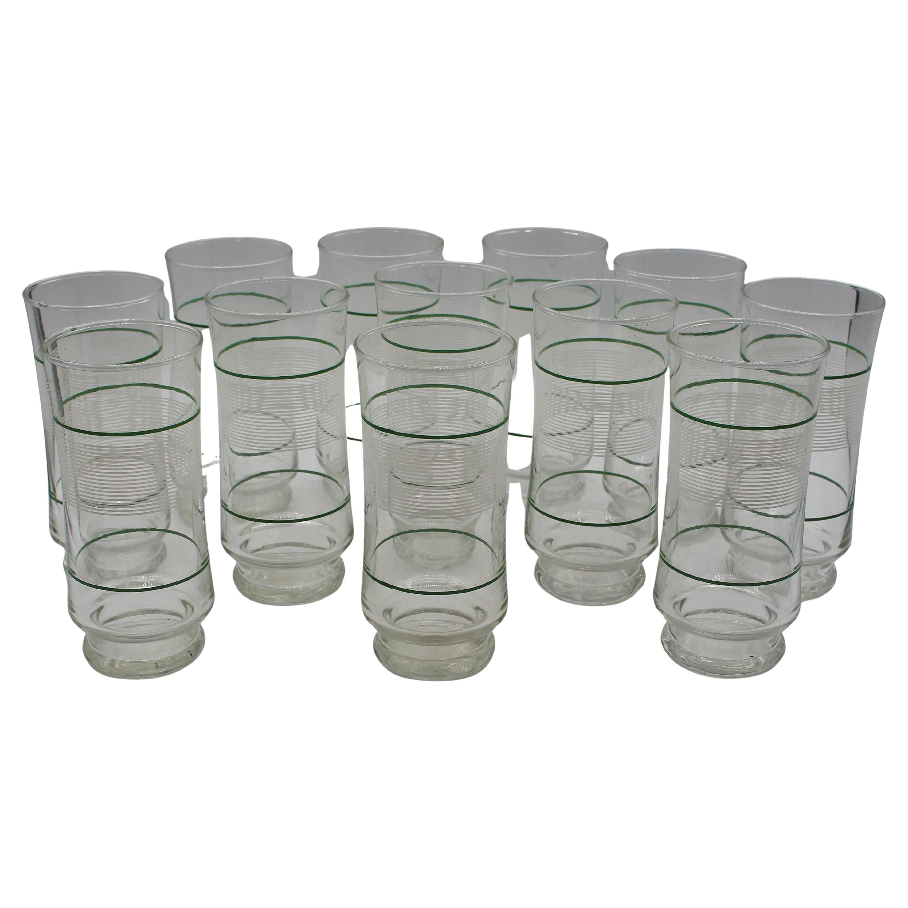 Mid-Century Modern Set of 12 Double Mint Julep Glasses by Anchor Hocking