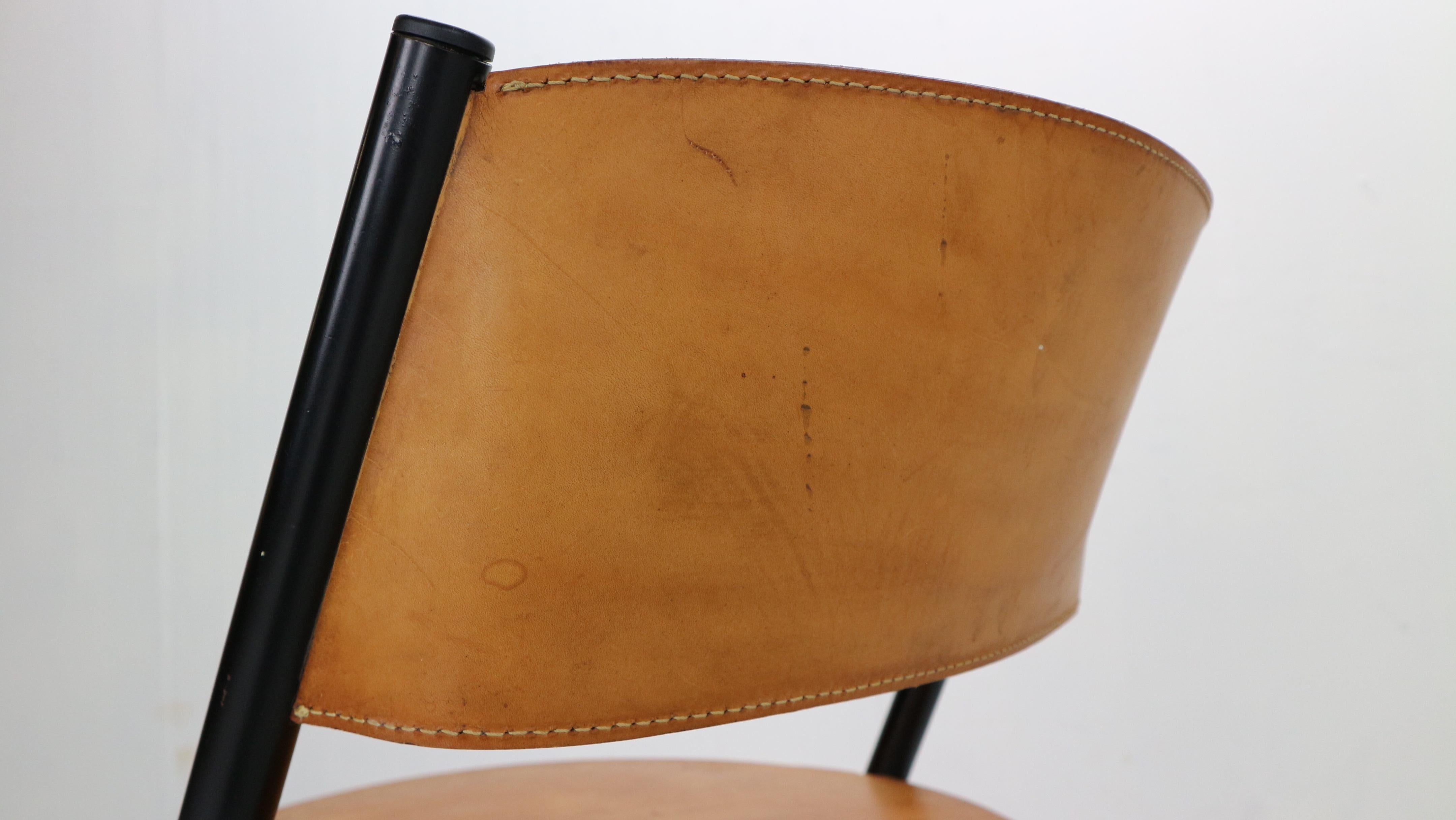 Mid-Century Modern Set of 2 Cognac Leather Chairs, 1970s, Italy 6