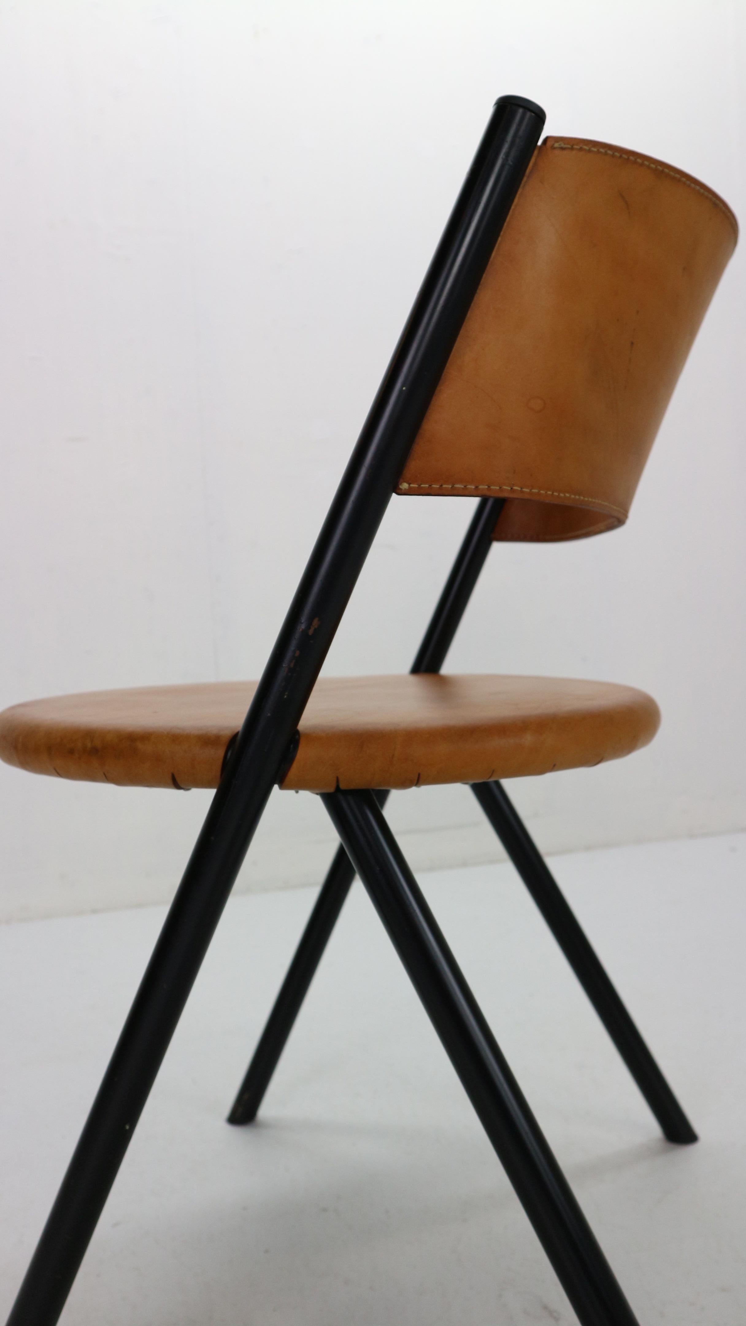 Mid-Century Modern Set of 2 Cognac Leather Chairs, 1970s, Italy 7