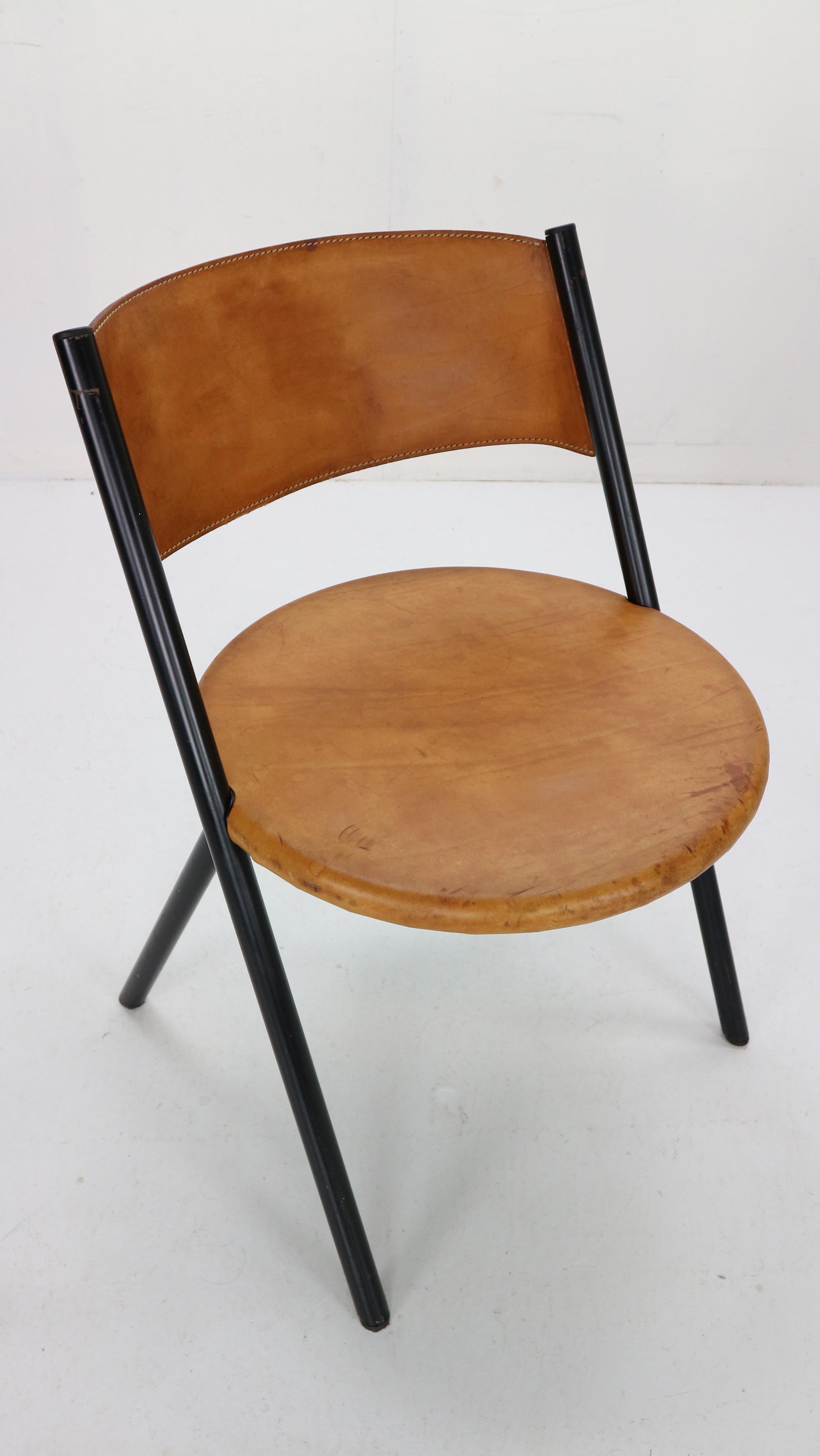 Mid-Century Modern Set of 2 Cognac Leather Chairs, 1970s, Italy 3