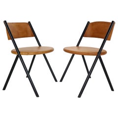 Mid-Century Modern Set of 2 Cognac Leather Chairs, 1970s, Italy