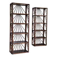 The Moderns set of 2 Étagère/Bookcase 1970 fabrication italienne en bambou