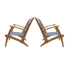 Mid-Century Modern Set of 2 Lacquered Wooden Folding Deck Chairs 'Gracias'