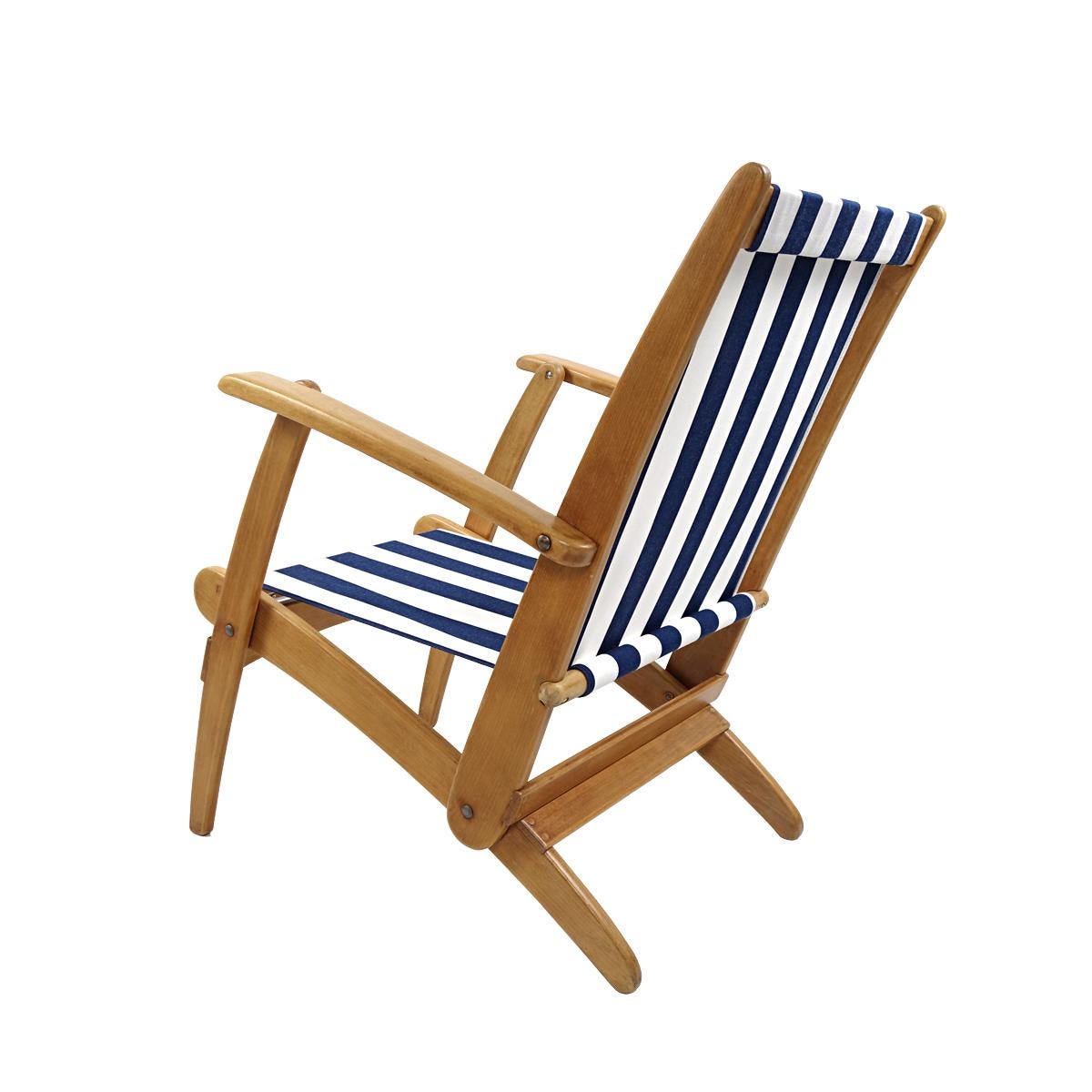 Mid-Century Modern Set of 2 Lacquered Wooden Folding Deck Chairs 'Gracias' For Sale 2