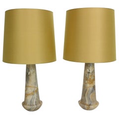 Mid-Century Modern Set of 2 Marble Table/Nightstand Lamps, 1960s, Italy