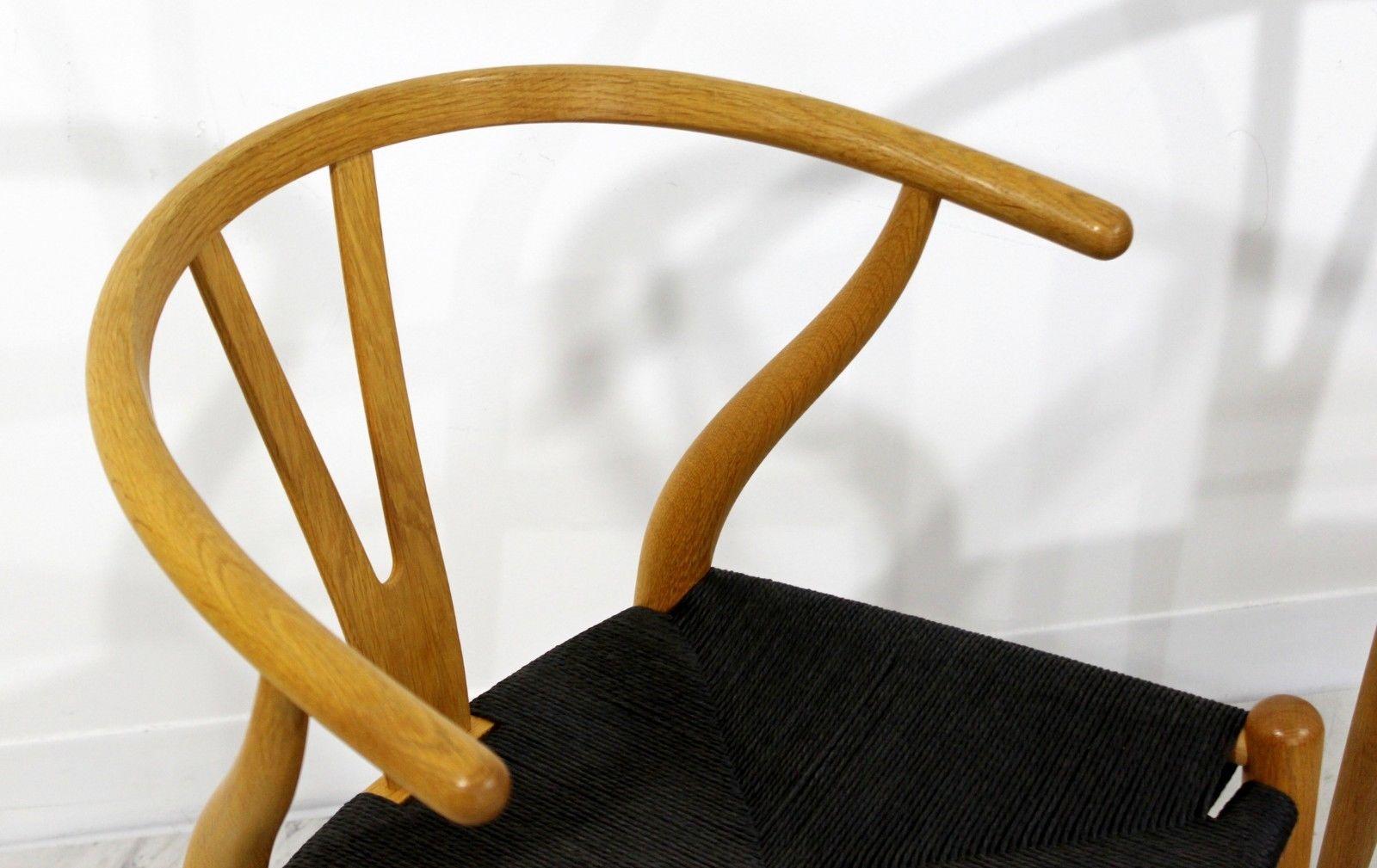 Cord Mid-Century Modern Set of 2 New Hans Wegner Hansen Wishbone Dining Chairs, Ch24