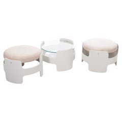 Mid-Century modern set of 2 stools and 1 coffee table, original pieces