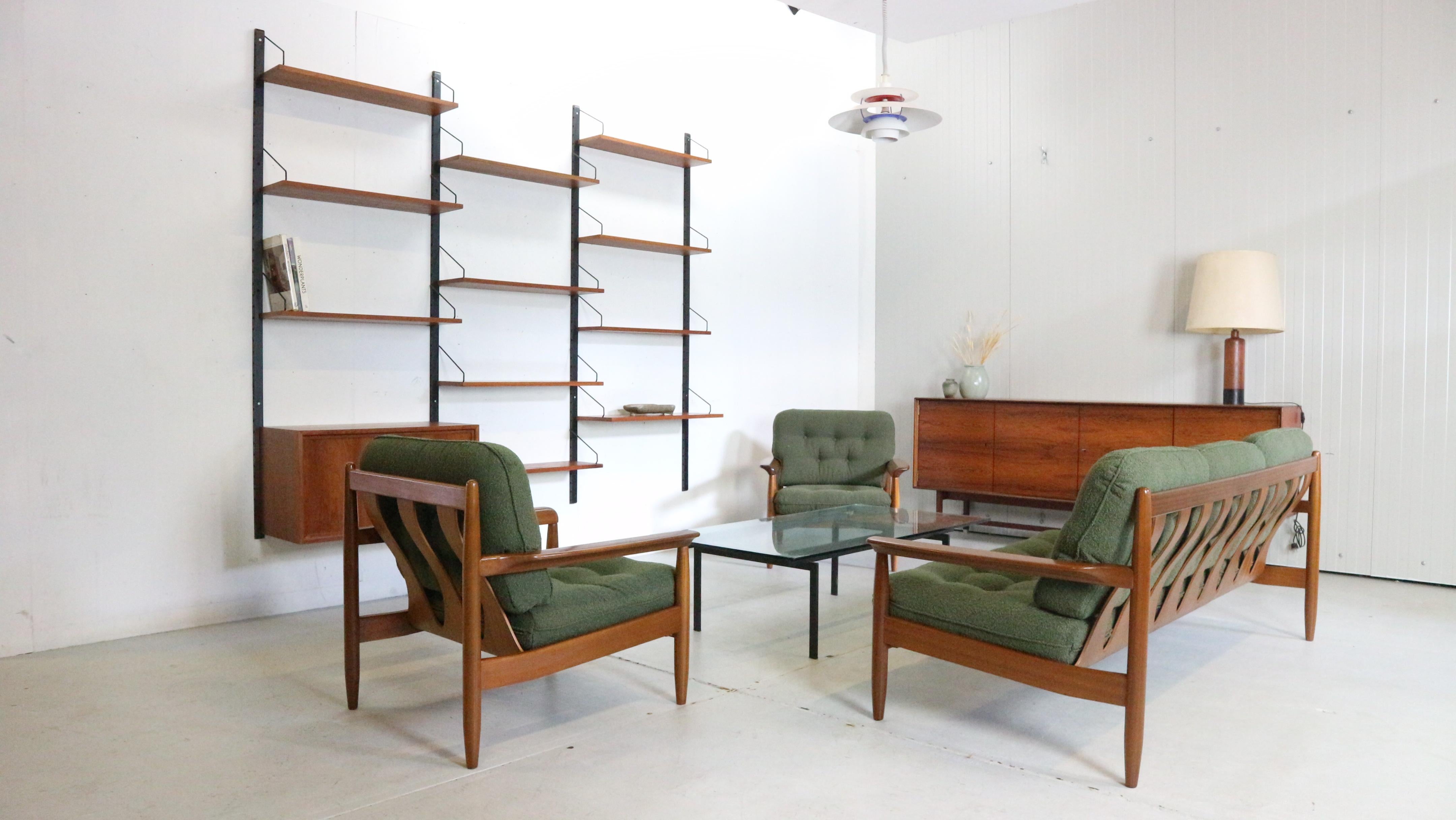 Mid-Century Modern Set of 2 Teak Lounge Chairs& New Upholstery, 1960's Denmark 15