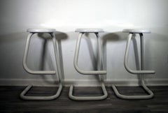 Mid-Century Modern Set of 3 1970s Tubular Paperclip Stools by Kinetic