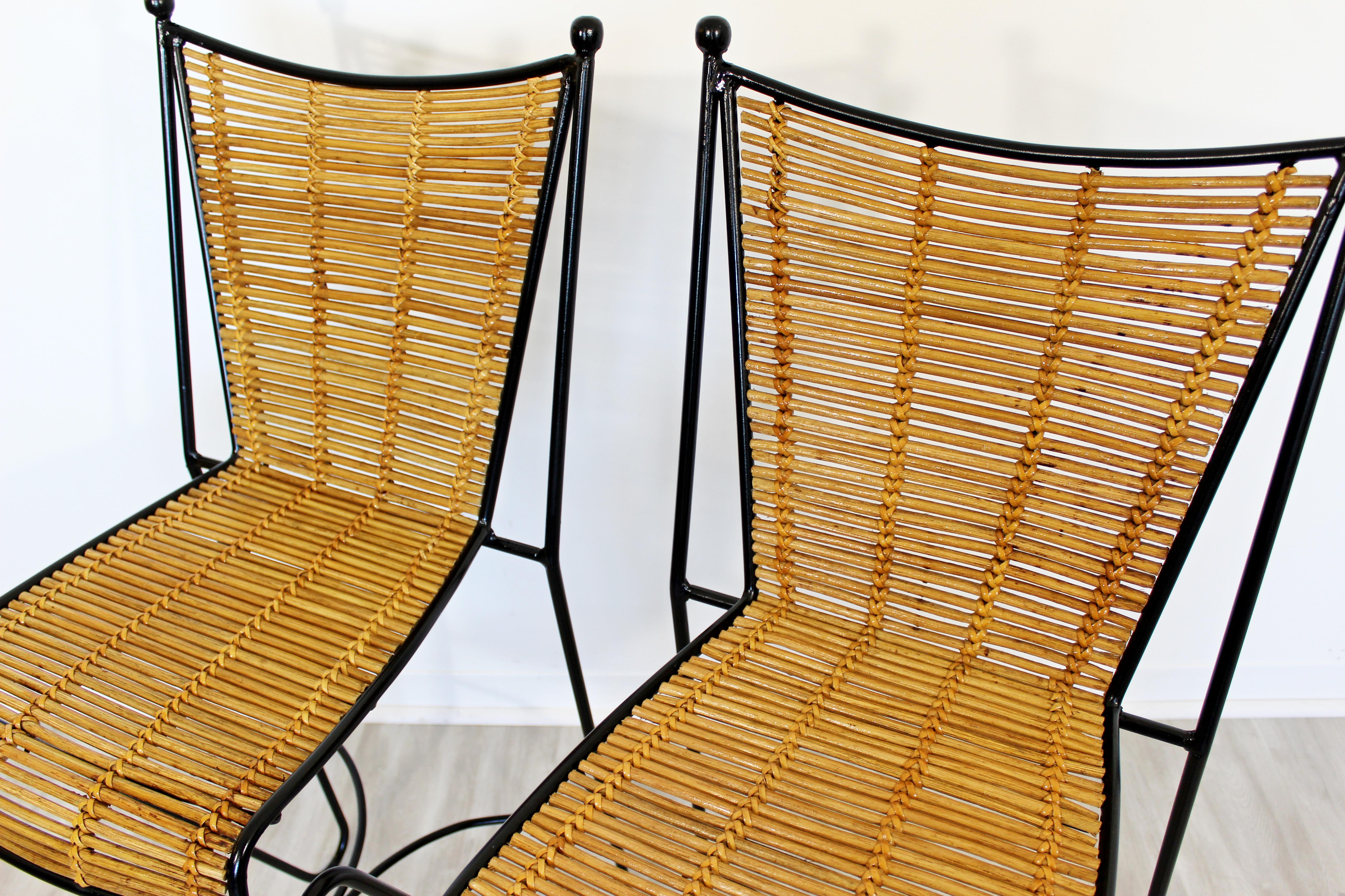 Mid-20th Century Mid-Century Modern Set of 3 Barstools by Pipsan Saarinen Swanson Iron Cane 1960s