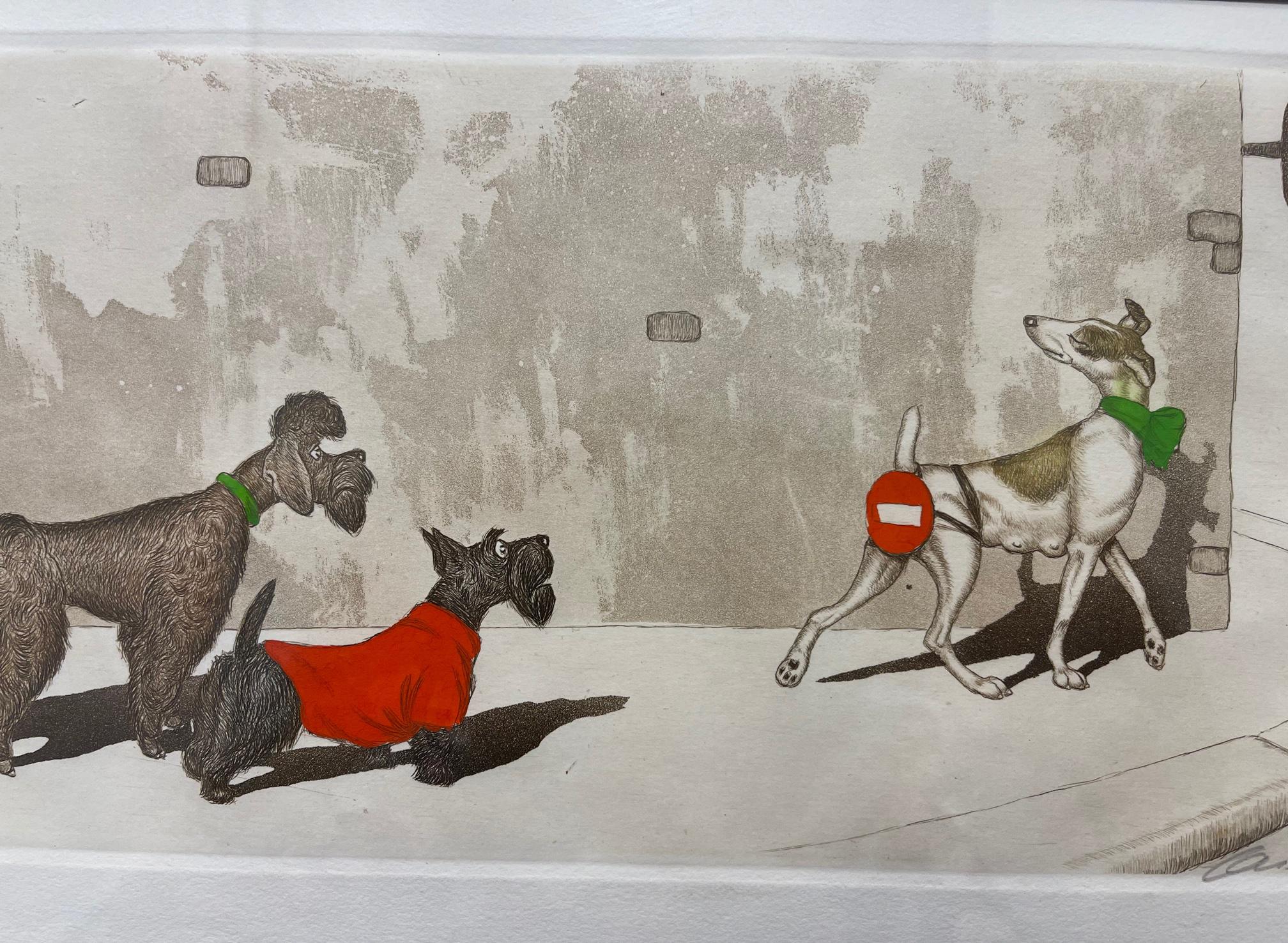 Mid-Century Modern Set of 3 Boris O'Klein Dirty Dogs of Paris Signed In Excellent Condition In Montreal, QC