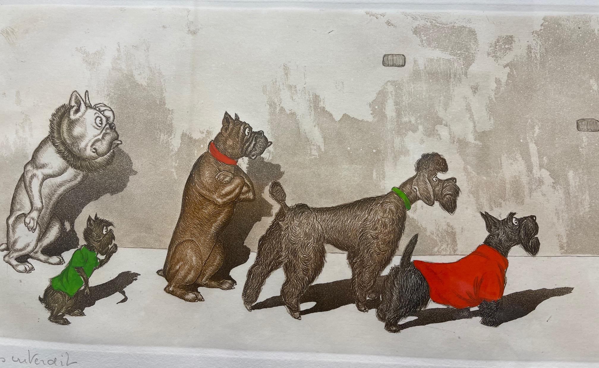 20th Century Mid-Century Modern Set of 3 Boris O'Klein Dirty Dogs of Paris Signed