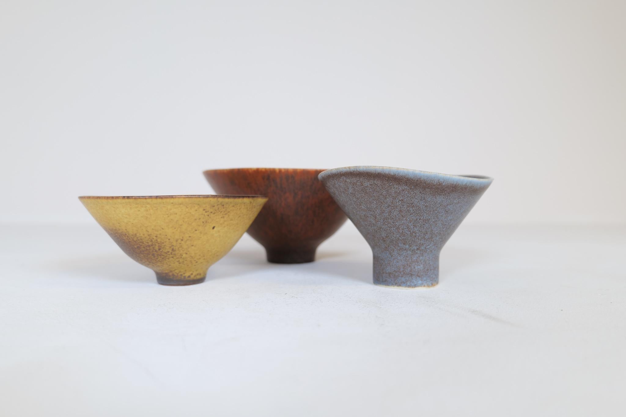 Swedish Mid-Century Modern Set of 3 Bowls Rörstrand Carl Harry Stålhane, Sweden For Sale