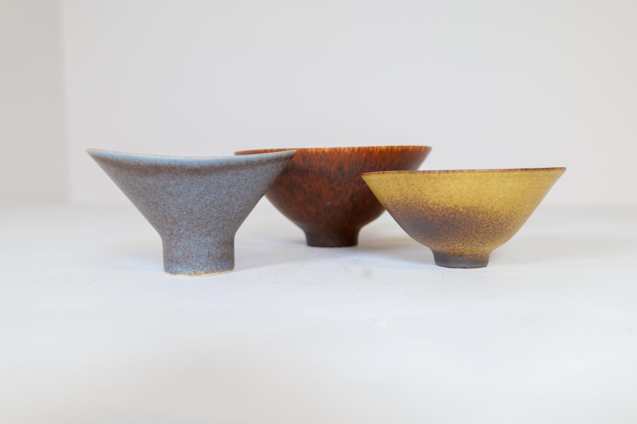 Mid-Century Modern Set of 3 Bowls Rörstrand Carl Harry Stålhane, Sweden For Sale 2