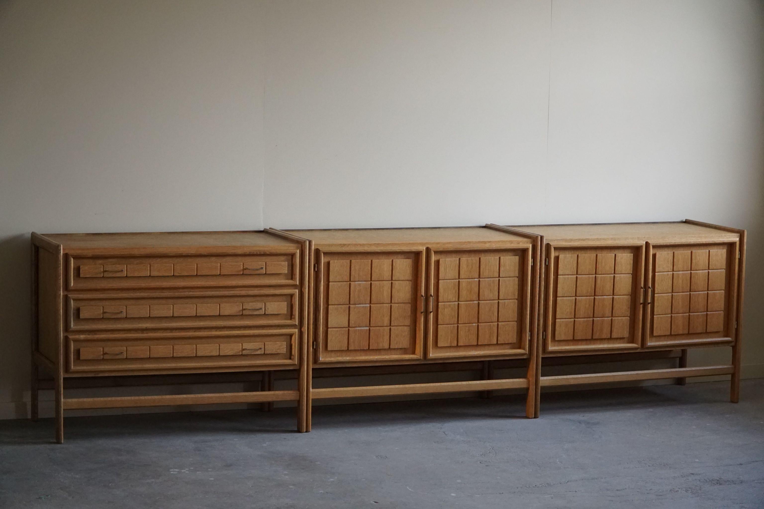 Mid-Century Modern, Set of 3 Cabinets in Oak, By a Danish Cabinetmaker in 1960s 14