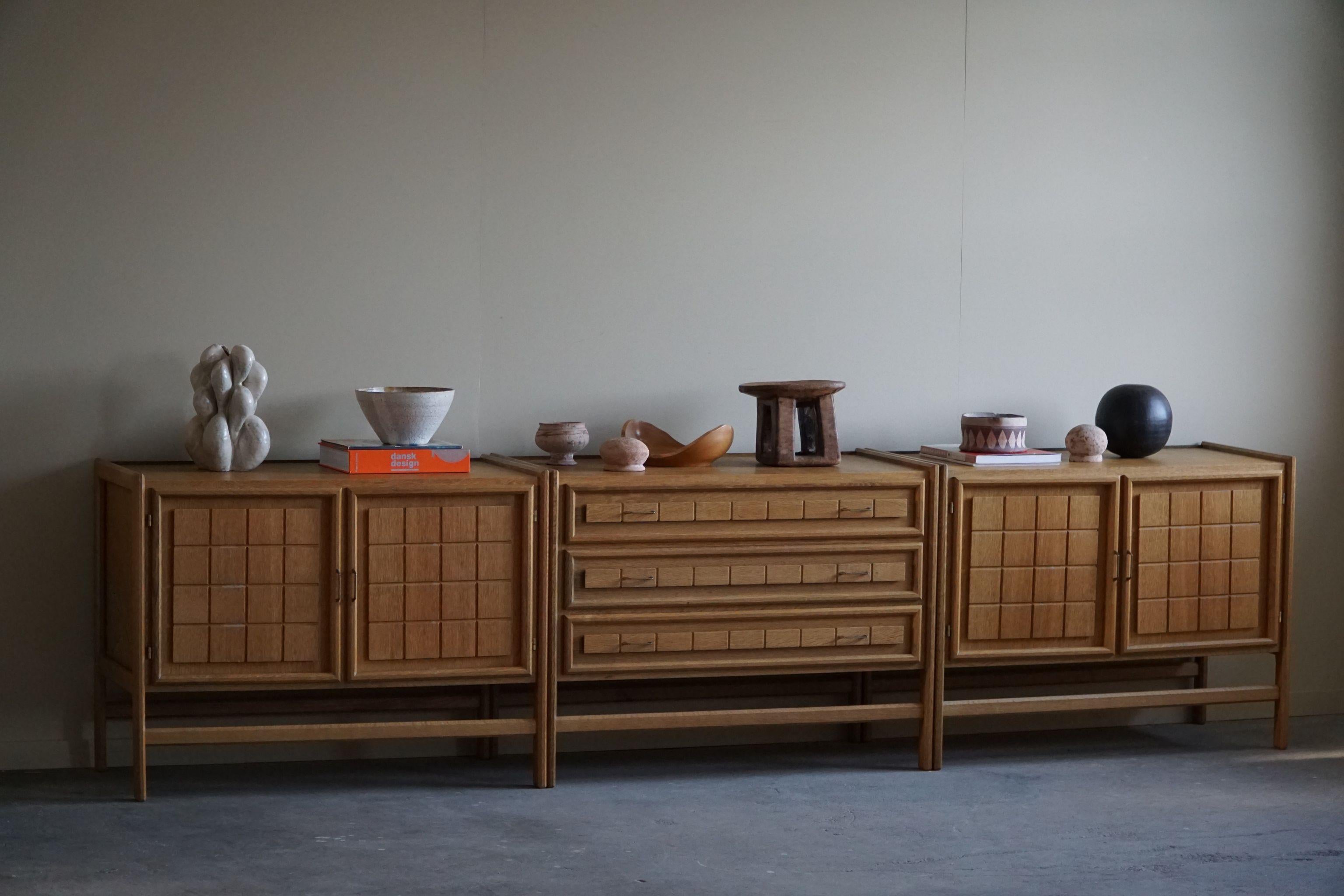 Scandinavian Modern Mid-Century Modern, Set of 3 Cabinets in Oak, By a Danish Cabinetmaker in 1960s