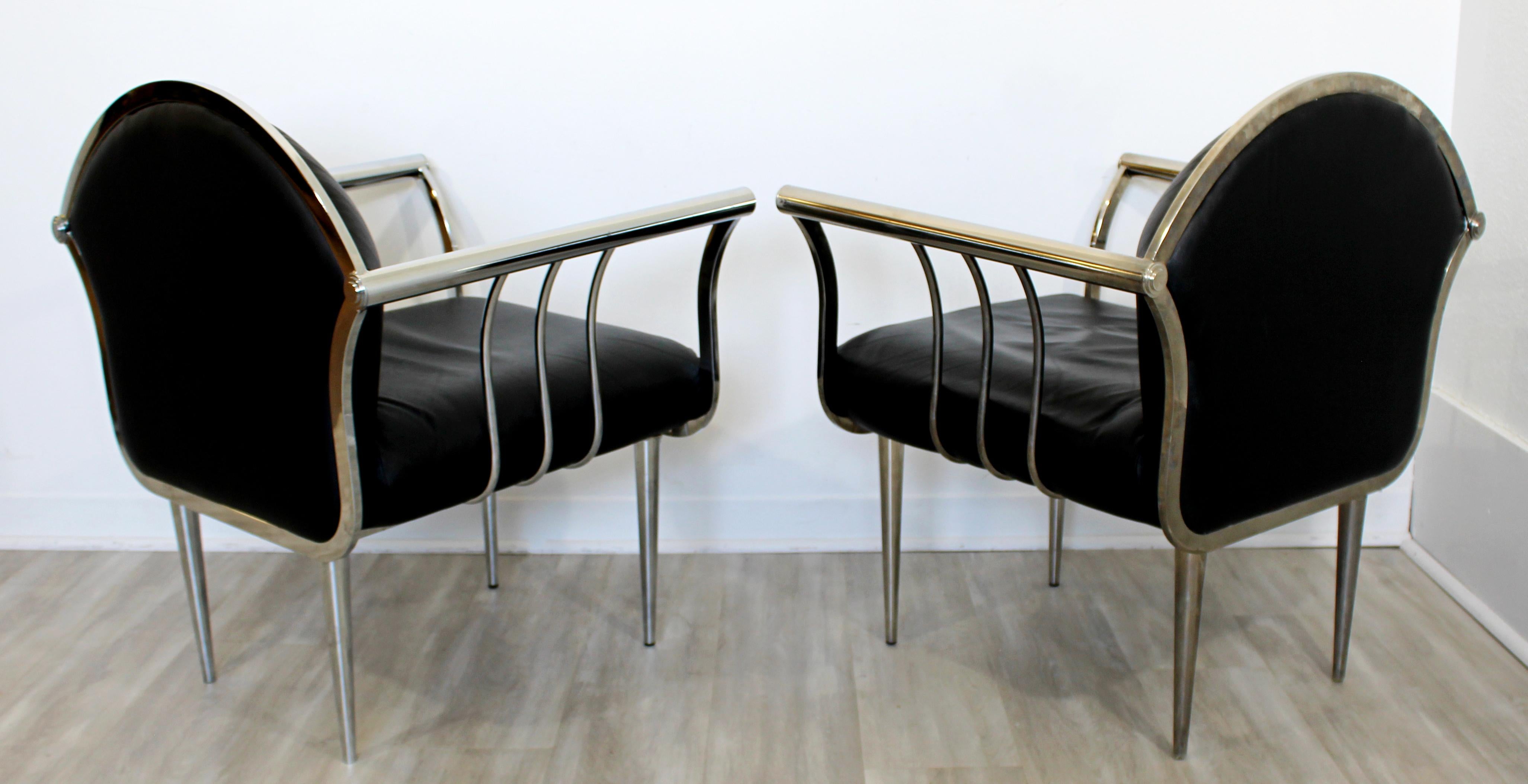 Mid-Century Modern Set of 3 Curved Chrome and Vinyl Accent Lounge Chairs, 1960s 6
