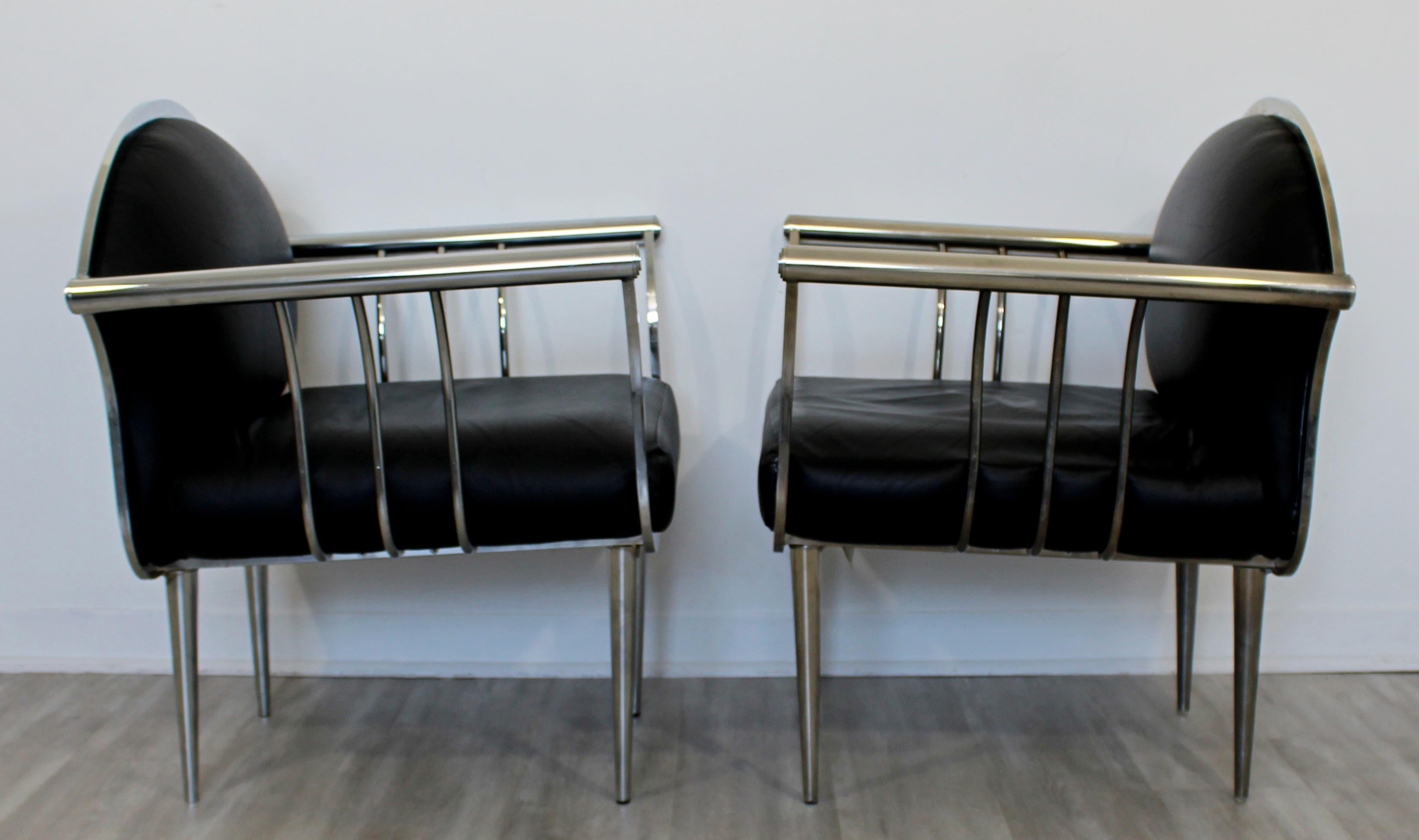 Mid-Century Modern Set of 3 Curved Chrome and Vinyl Accent Lounge Chairs, 1960s 4