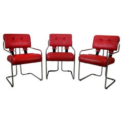 Mid-Century Modern Set of 3 Faleschini for Pace Tucroma Leather Chairs