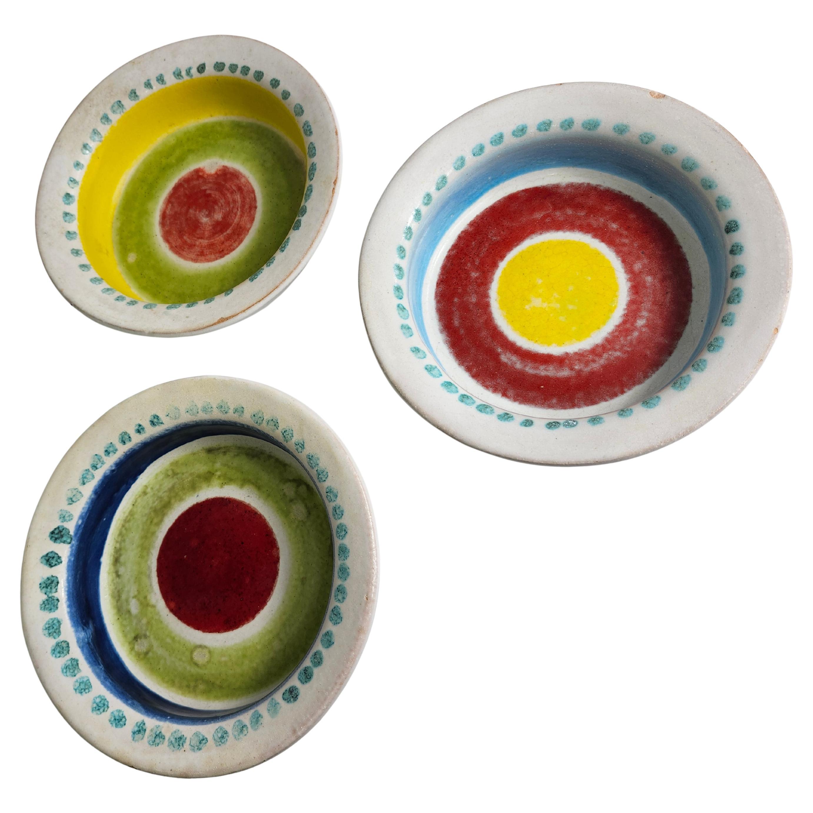 Mid-Century Modern Set of 3 Hand Crafted Bowls by Giancarlo Desimone For Sale