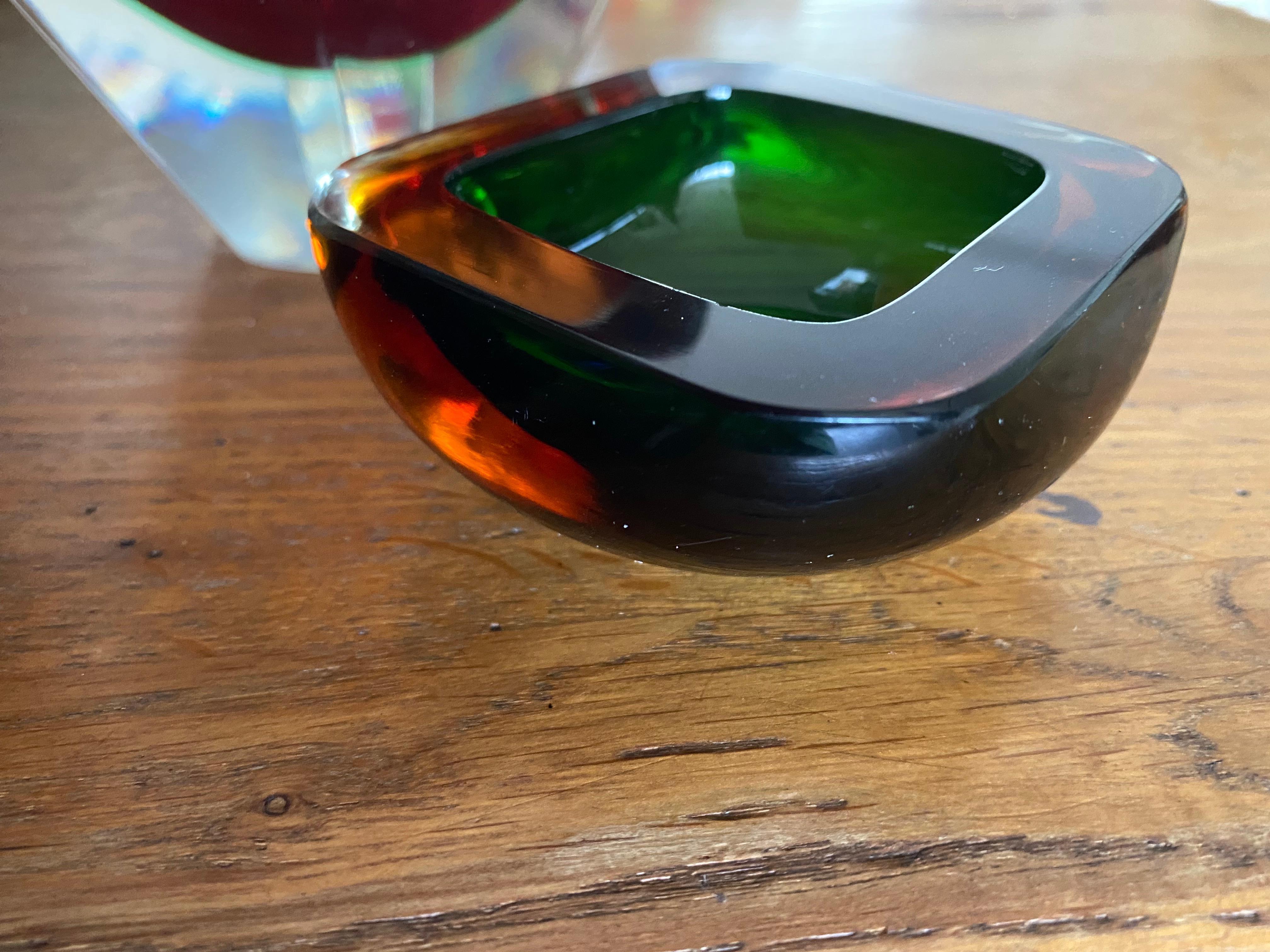 Glass Mid-Century Modern, Set of 3, Murano Sommerso, Bowls For Sale
