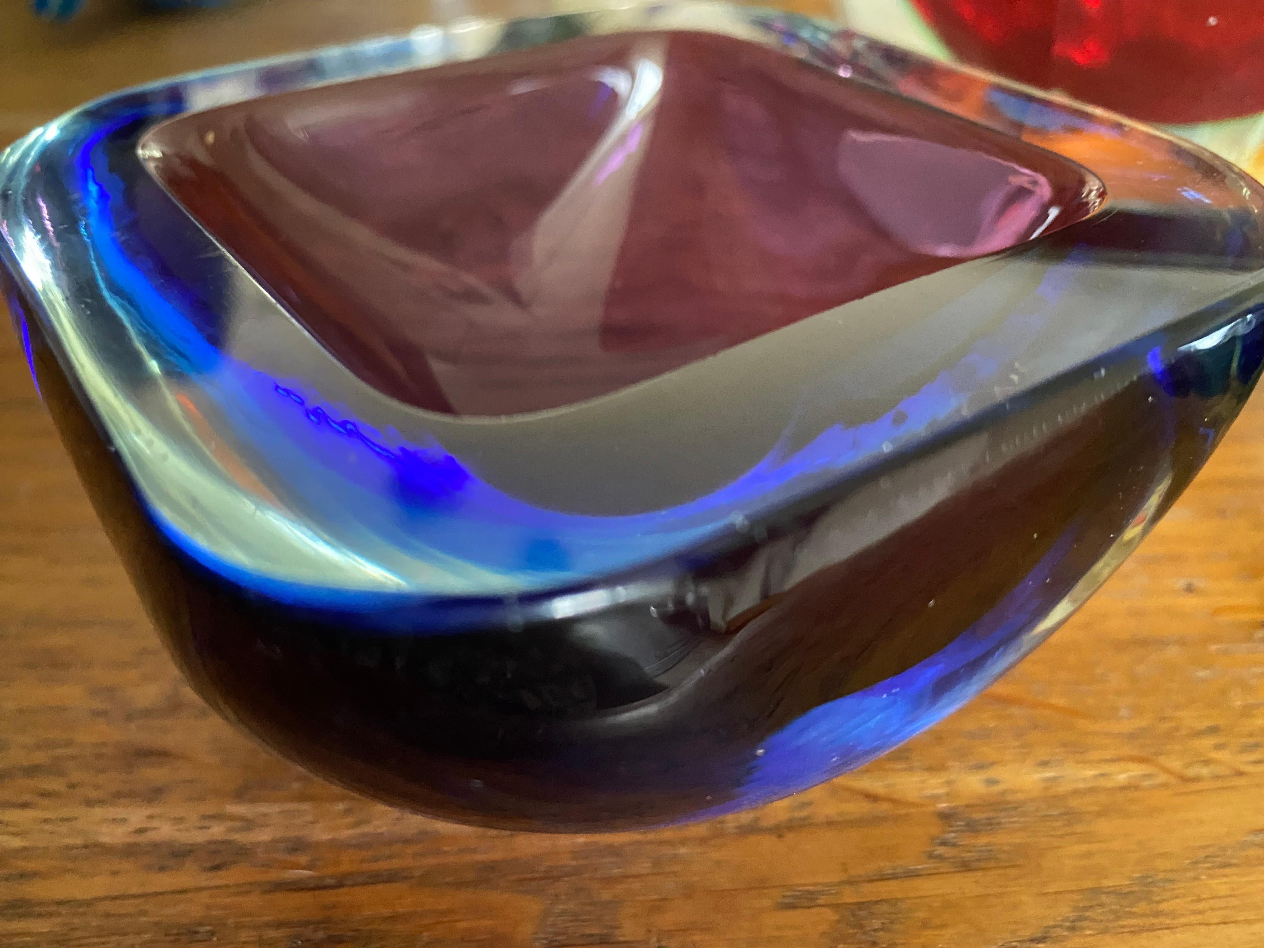 Mid-Century Modern, Set of 3, Murano Sommerso, Bowls For Sale 1