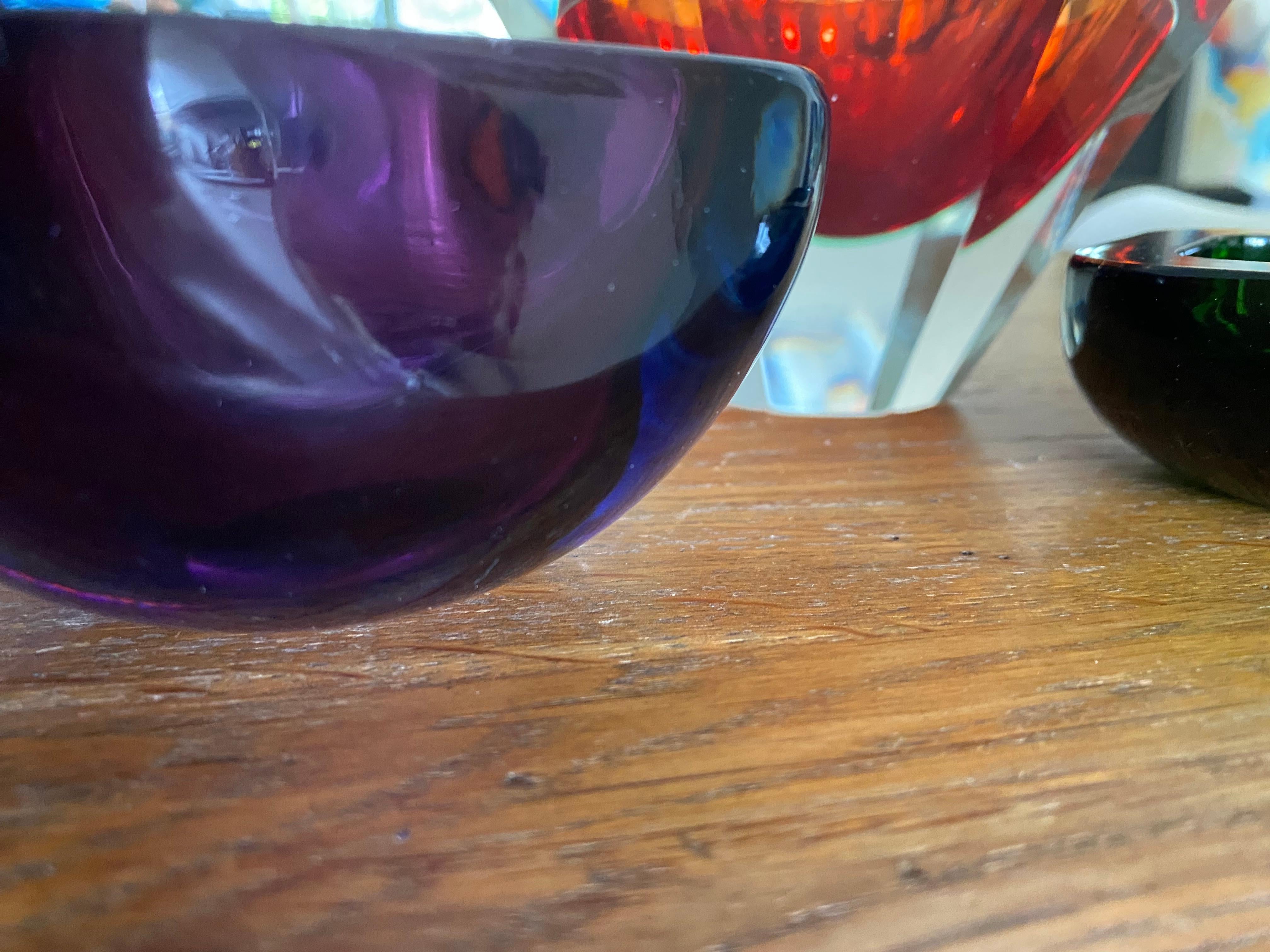 Mid-Century Modern, Set of 3, Murano Sommerso, Bowls For Sale 3