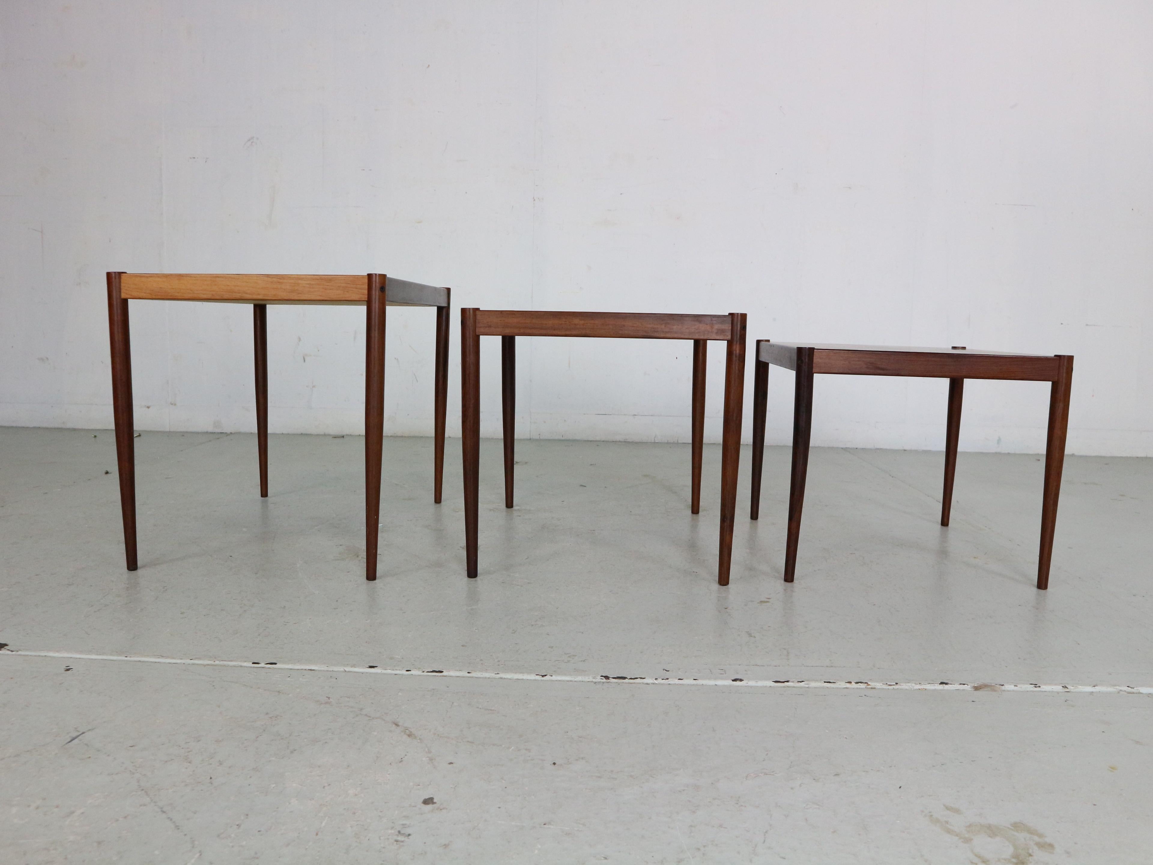 Mid-Century Modern Set of 3 Rosewood Nesting Tables, 1960s, Denmark 4