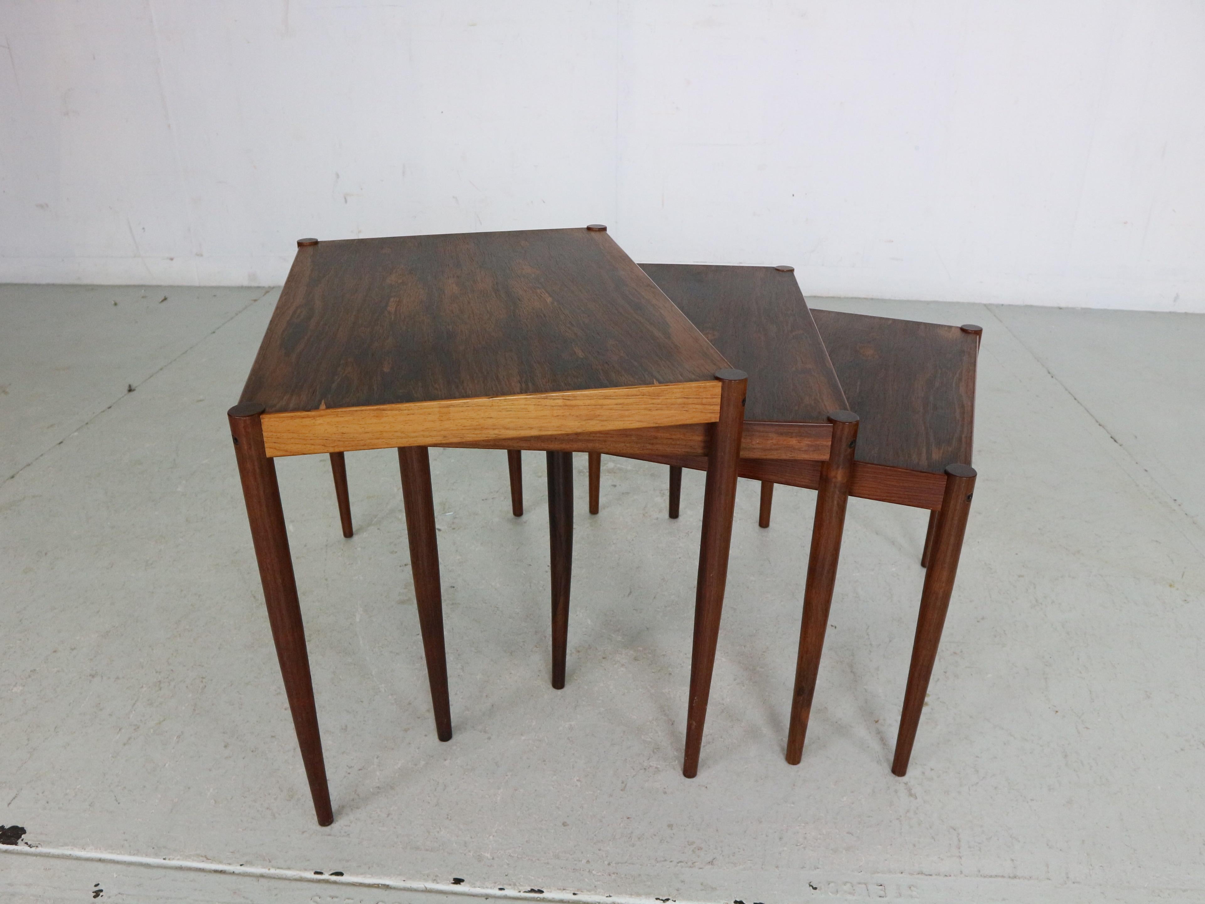 Mid-Century Modern Set of 3 Rosewood Nesting Tables, 1960s, Denmark 7