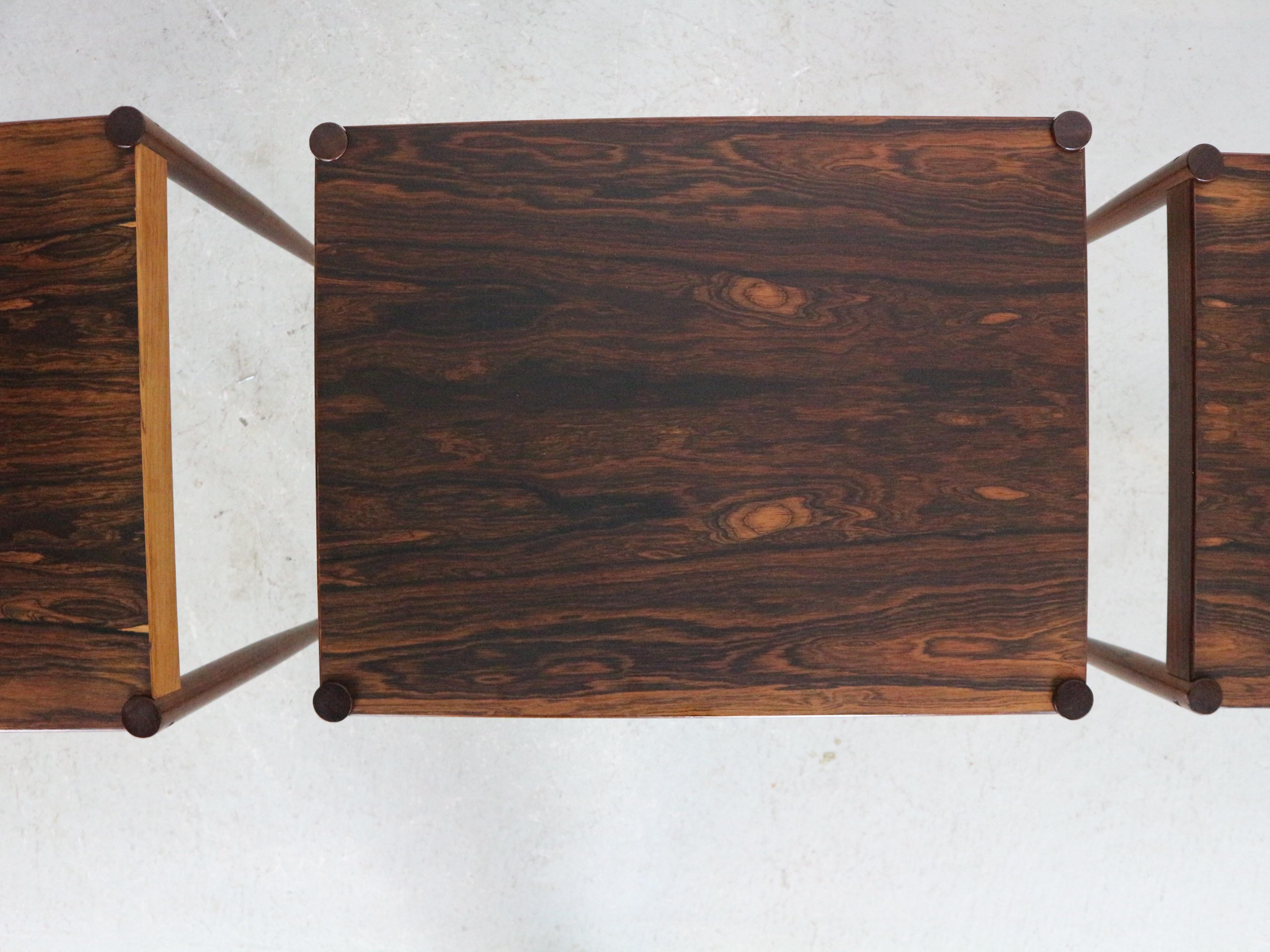 Mid-Century Modern Set of 3 Rosewood Nesting Tables, 1960s, Denmark 9