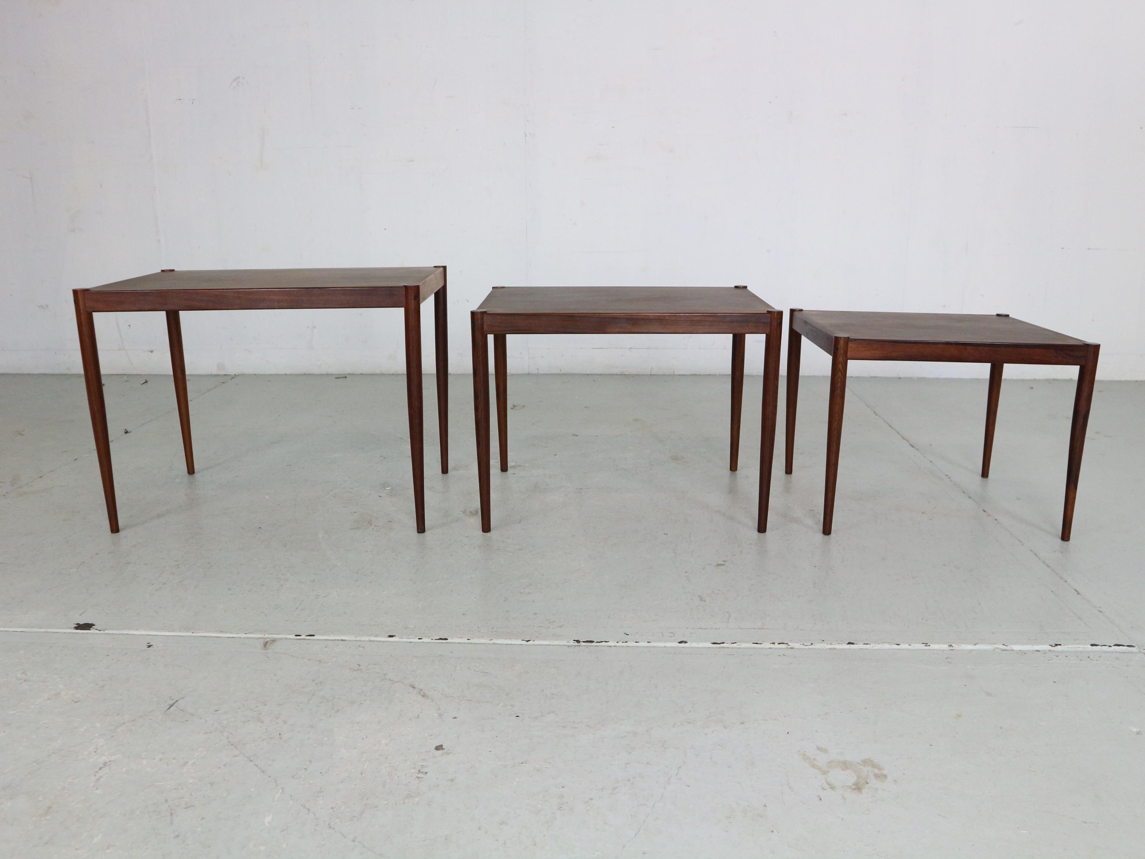 Mid-Century Modern Set of 3 Rosewood Nesting Tables, 1960s, Denmark 2