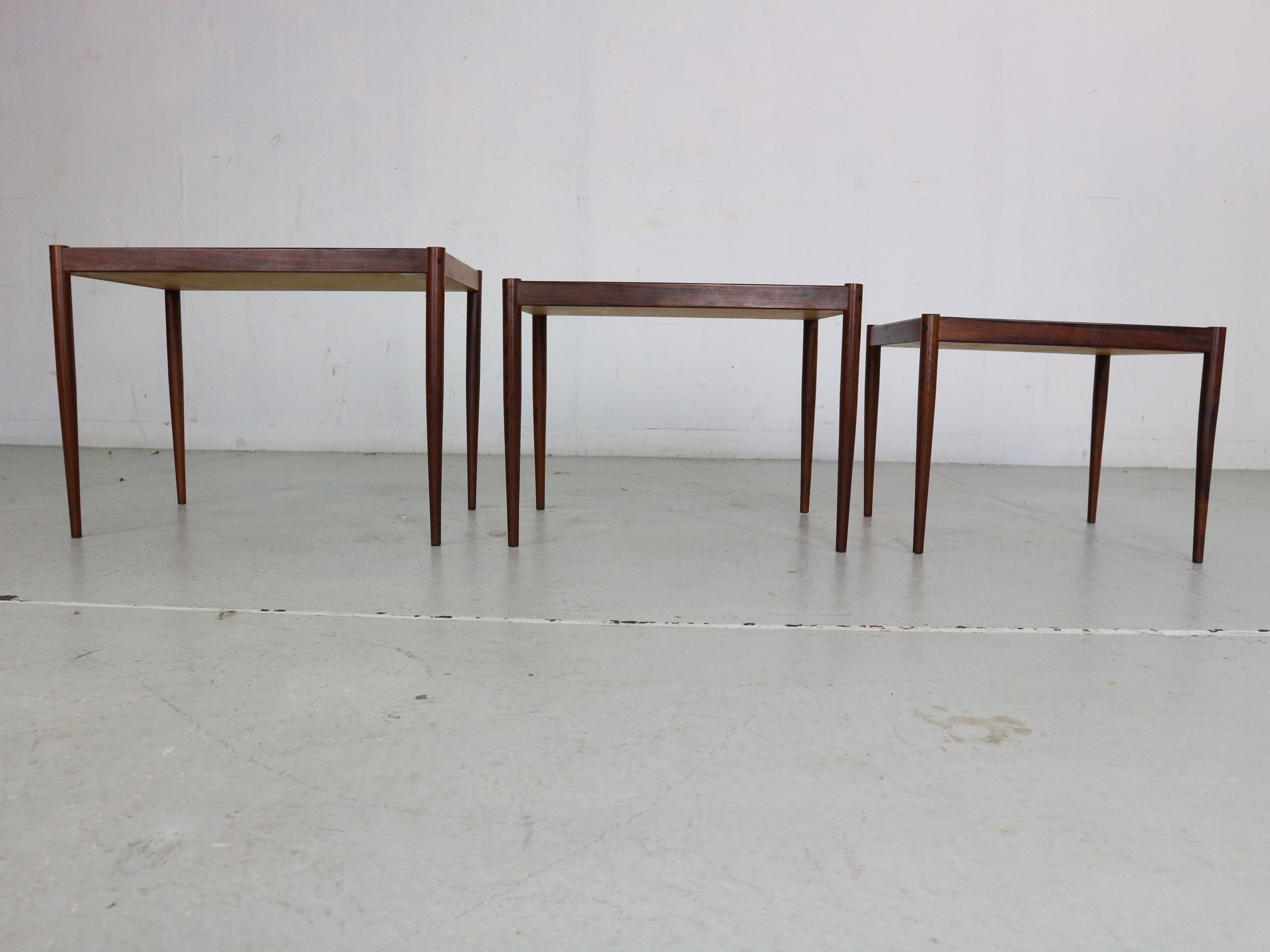 Mid-Century Modern Set of 3 Rosewood Nesting Tables, 1960s, Denmark 3