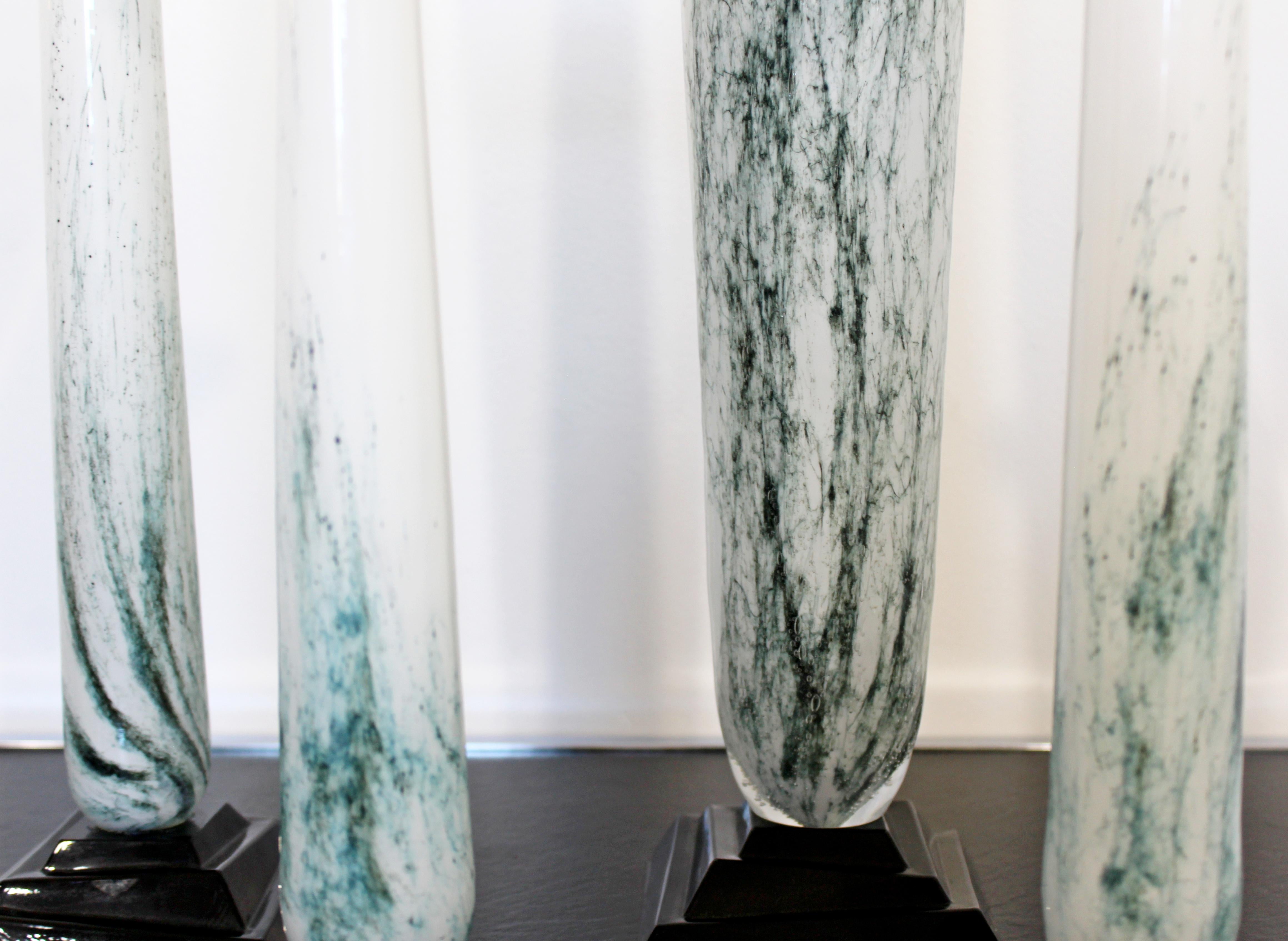 Mid-Century Modern Set of 3 Seguso Vetri D'Arte Glass Candlesticks Vase Signed For Sale 1