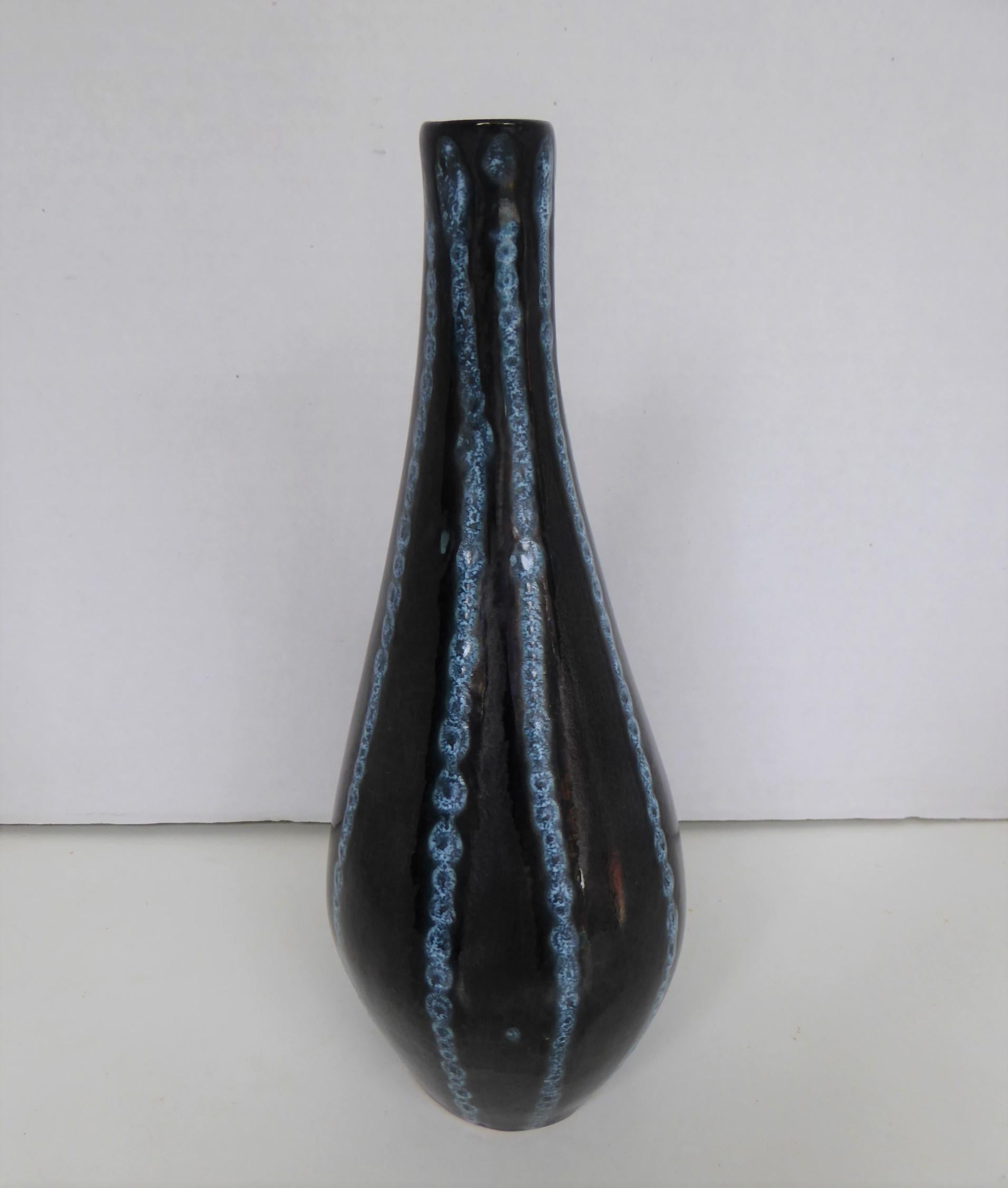 Glazed Mid-Century Modern Set of 3 Vases by Tofej Keramiauzen, Hungary, 1950s