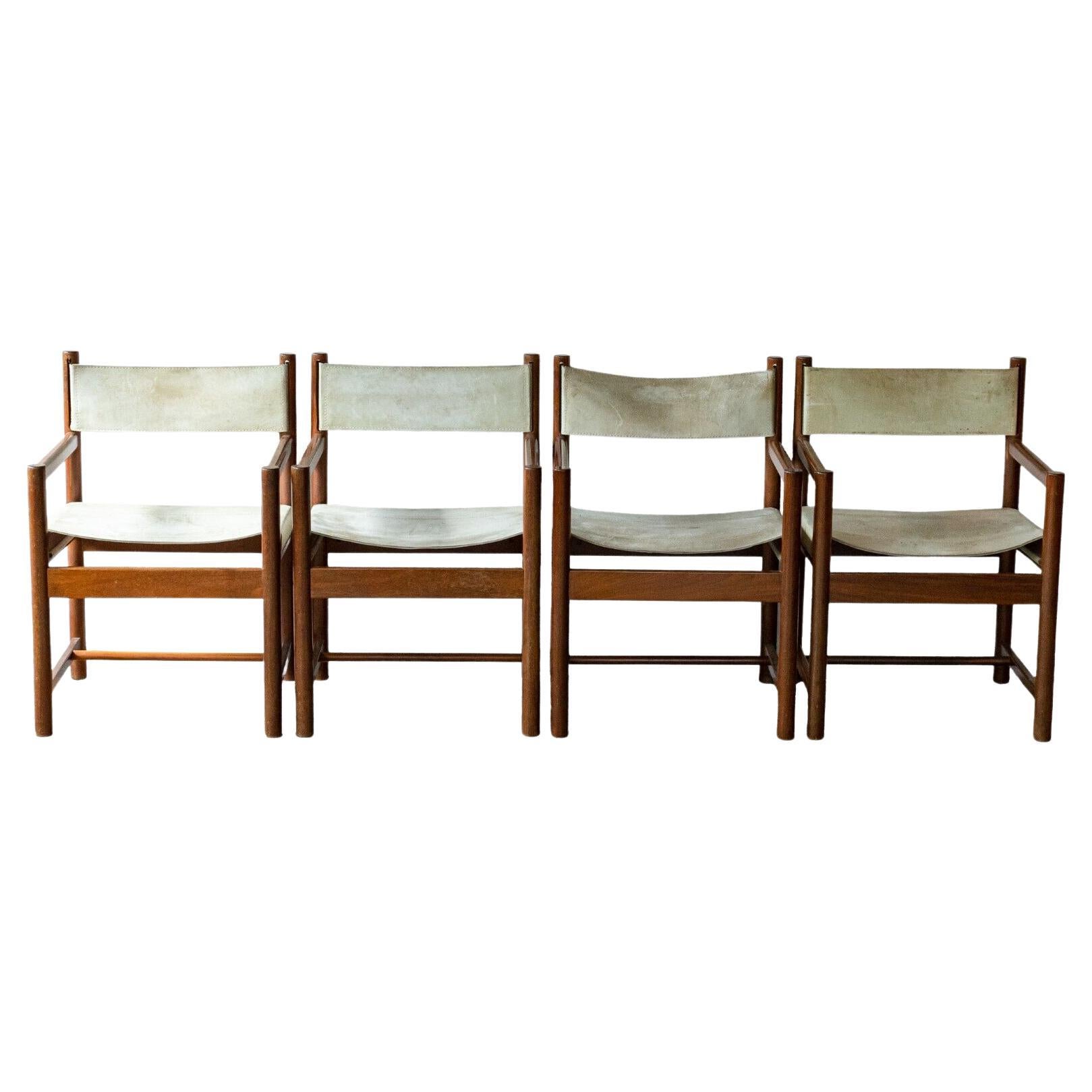 Mid-Century Modern Set of 4 Arcana Rosewood Armchairs By Michel Arnoult