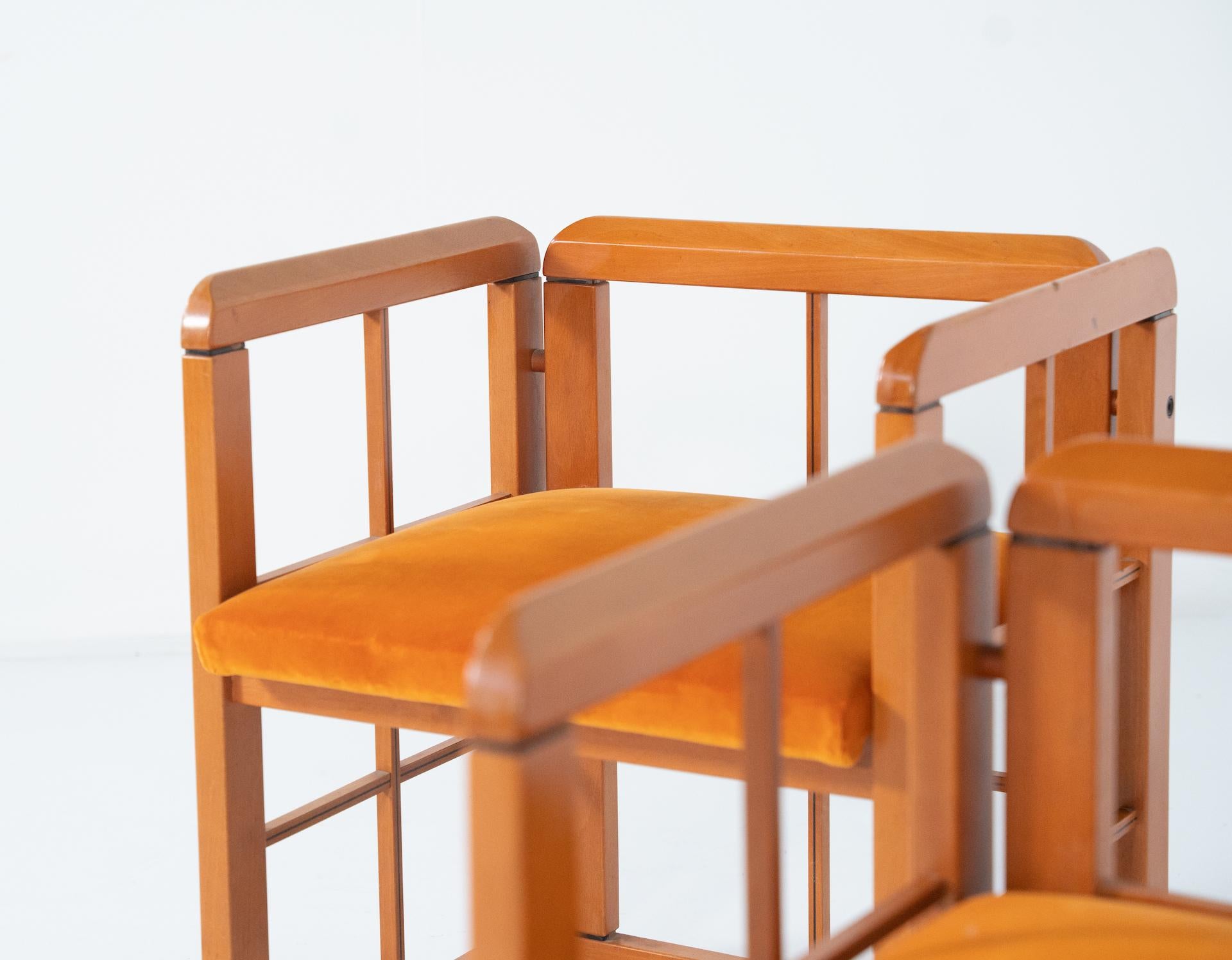 Ensemble de 4 fauteuils modernes du milieu du siècle dernier par Franco Poldarreti Caccia alla Volpe en vente 3