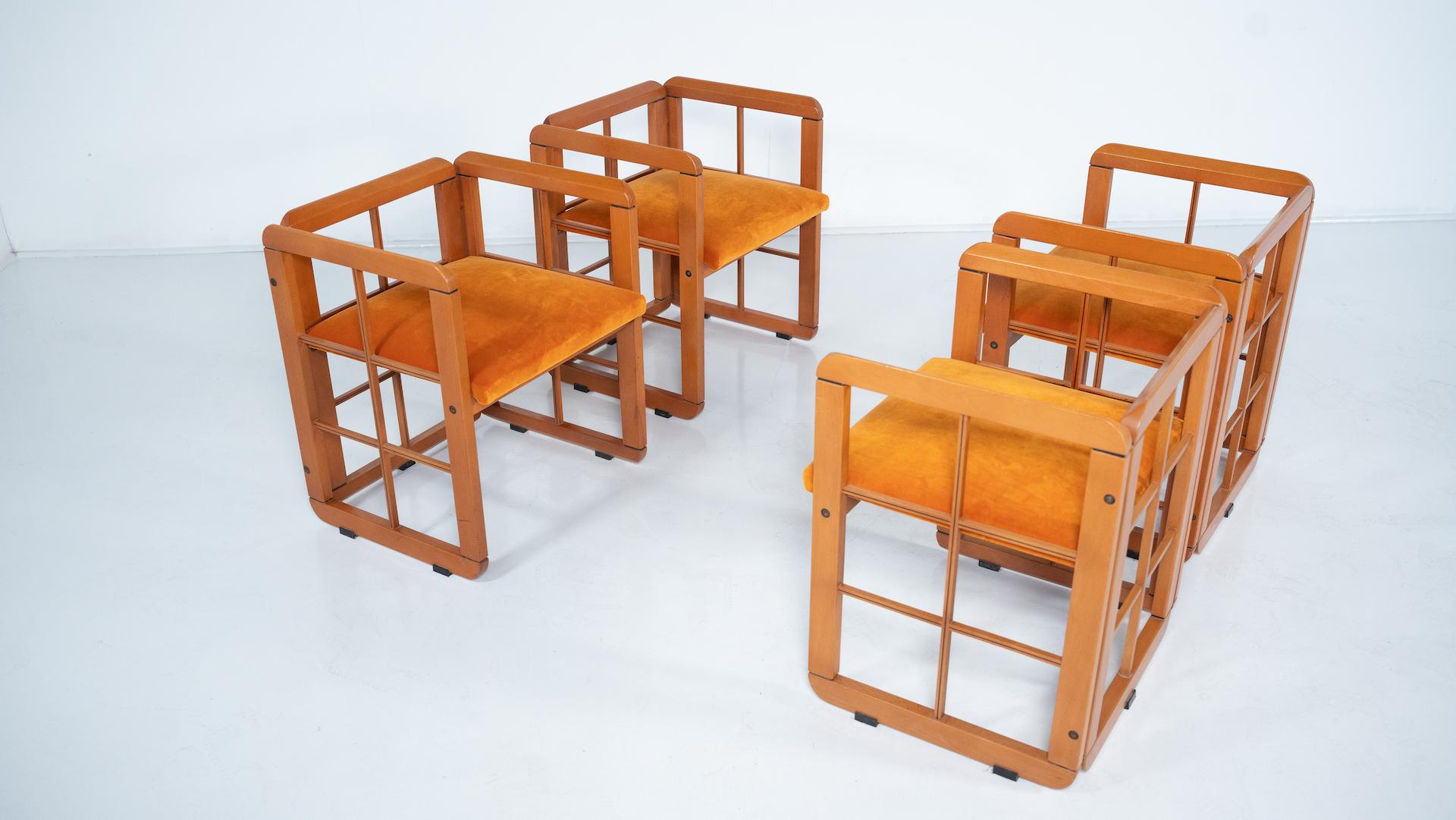 Ensemble de 4 fauteuils modernes du milieu du siècle dernier par Franco Poldarreti Caccia alla Volpe en vente 5