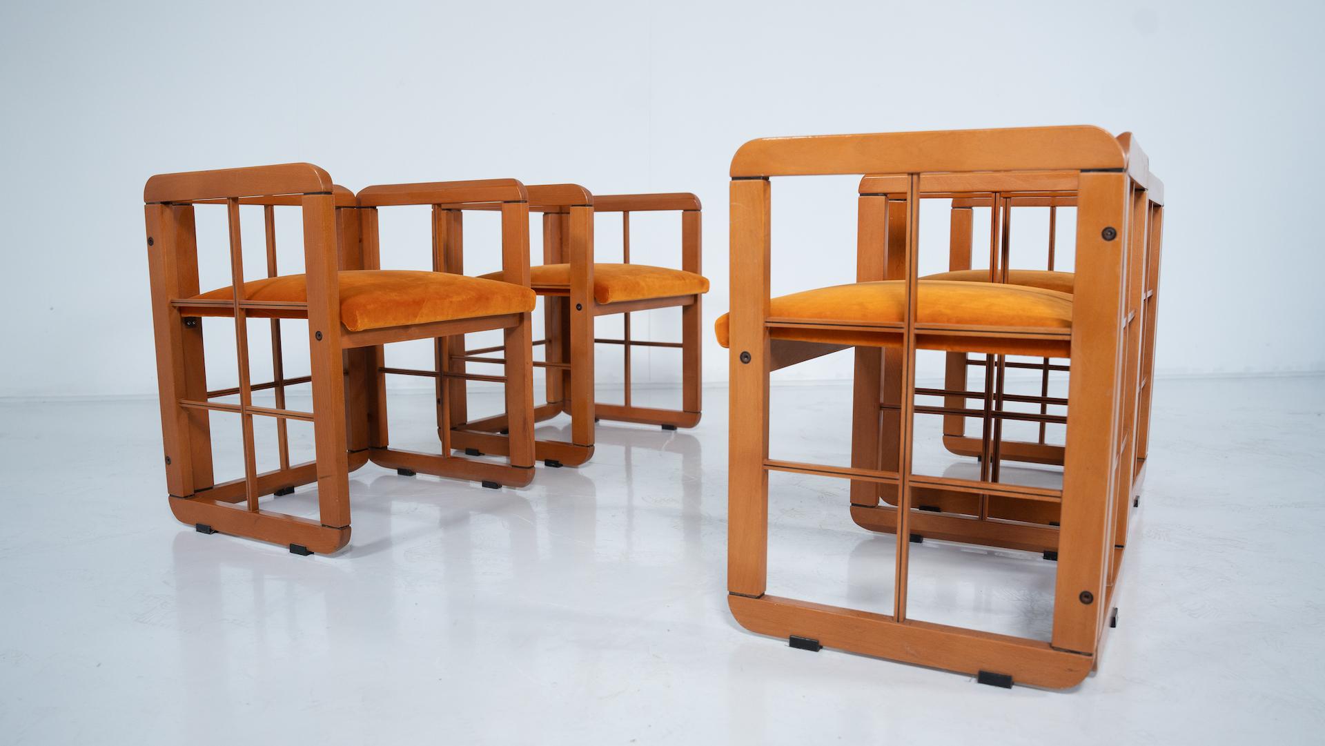 Ensemble de 4 fauteuils modernes du milieu du siècle dernier par Franco Poldarreti Caccia alla Volpe en vente 6