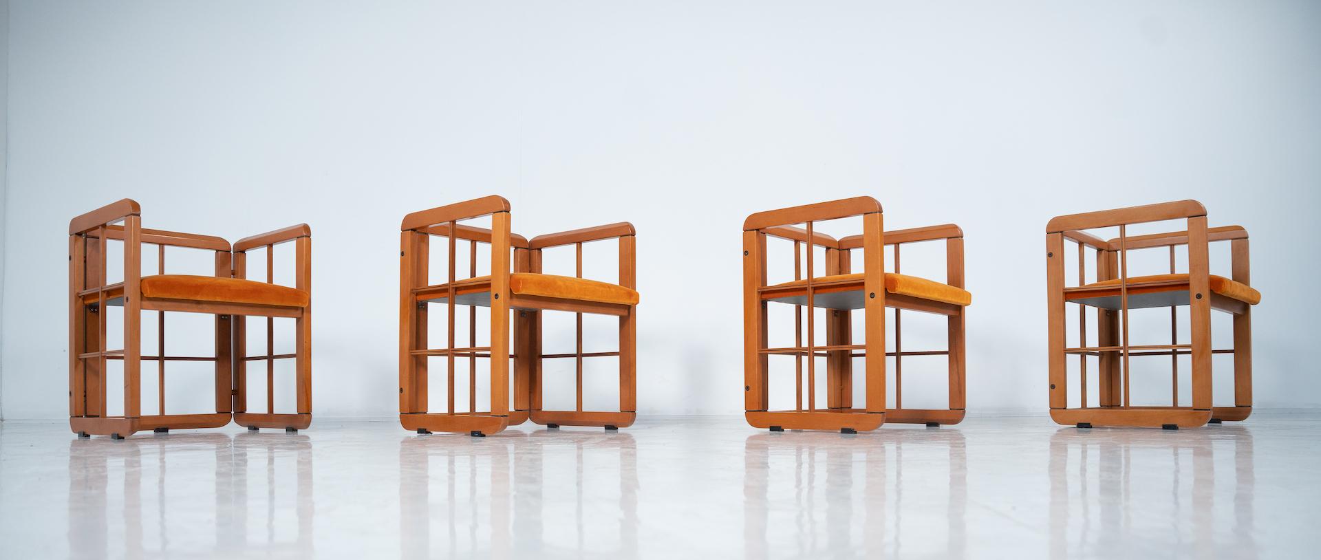 Ensemble de 4 fauteuils modernes du milieu du siècle dernier par Franco Poldarreti Caccia alla Volpe en vente 9