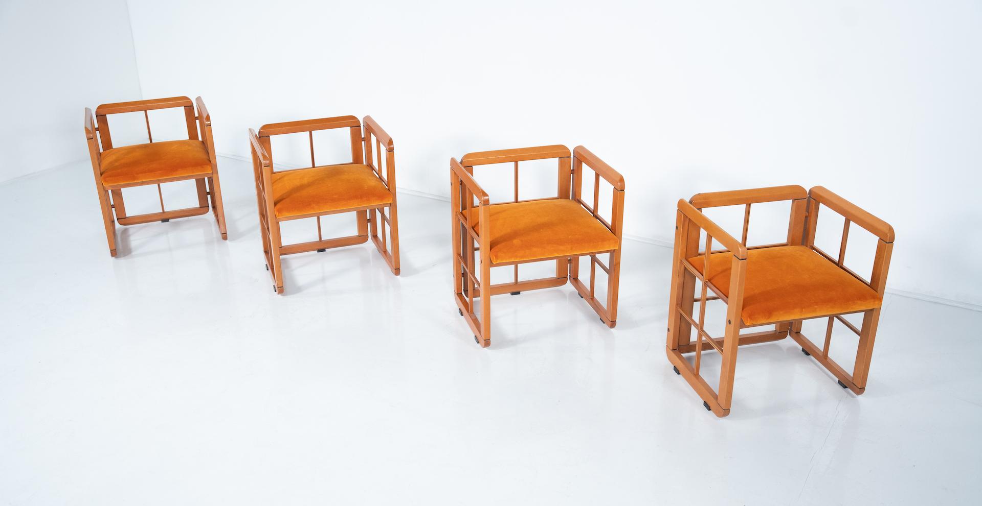Ensemble de 4 fauteuils modernes du milieu du siècle dernier par Franco Poldarreti Caccia alla Volpe en vente 10
