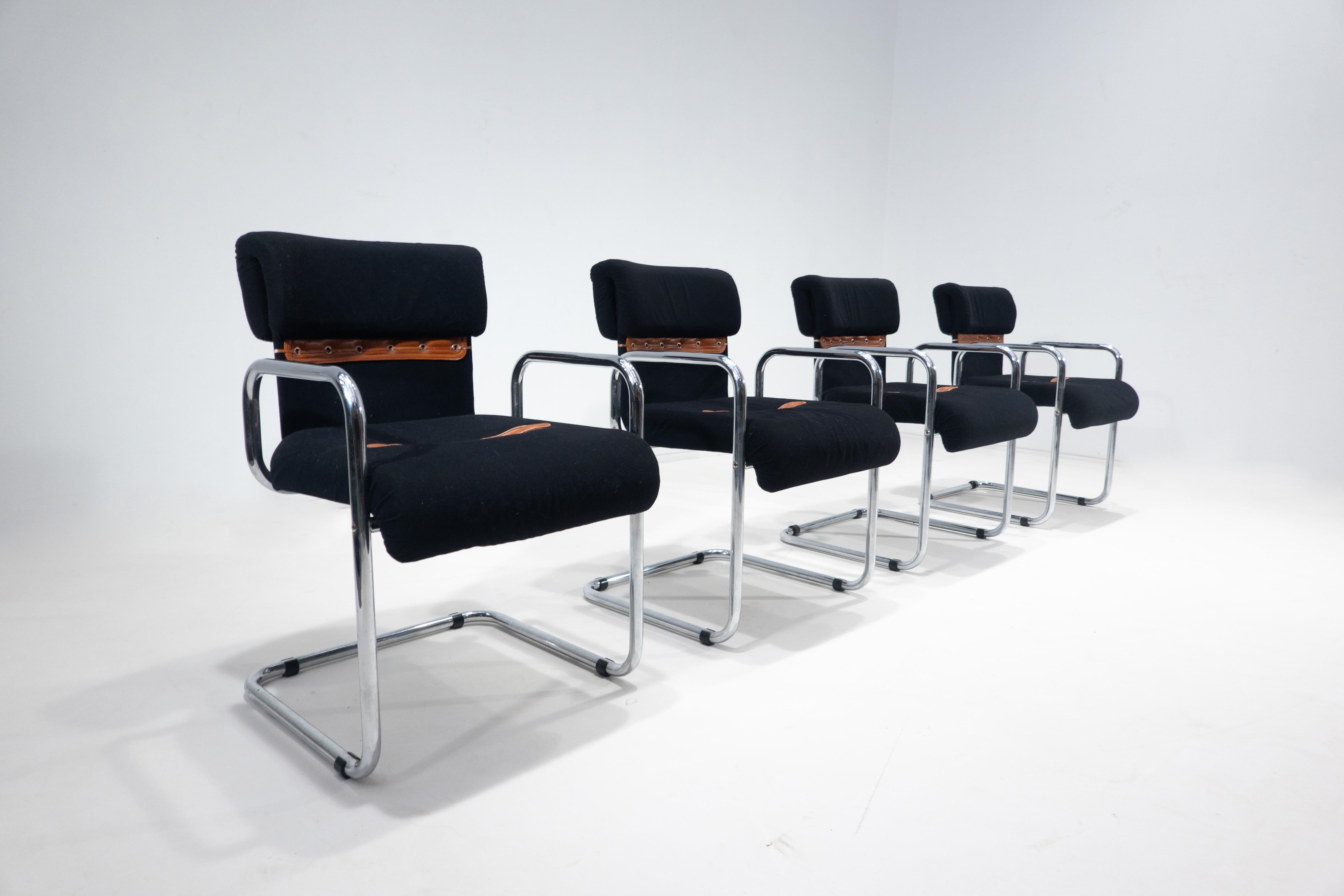 Italian Mid-Century Modern Set of 4 Armchairs by Guido Faleschini, Italy, 1970s