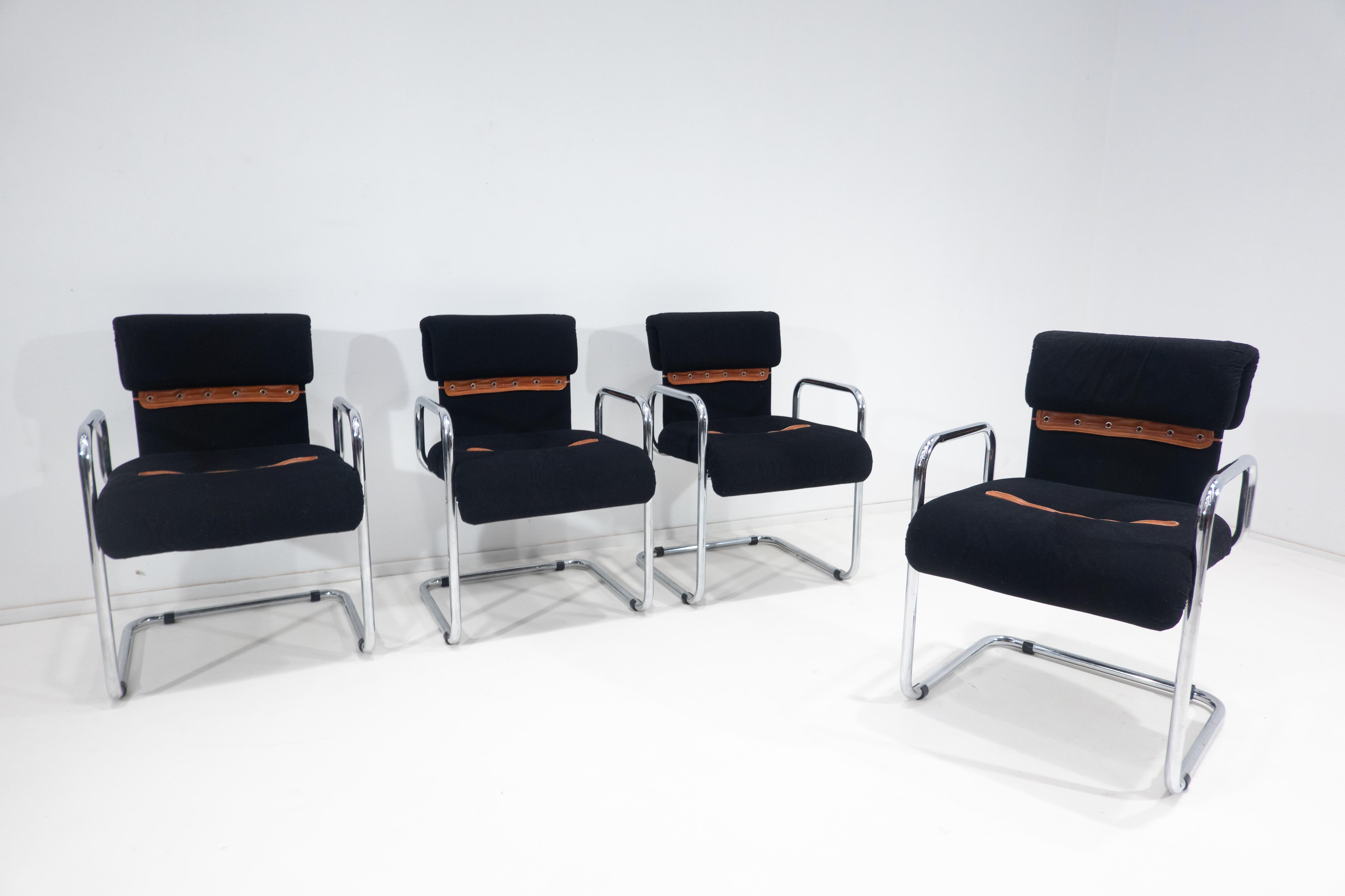 Mid-Century Modern Set of 4 Armchairs by Guido Faleschini, Italy, 1970s 1