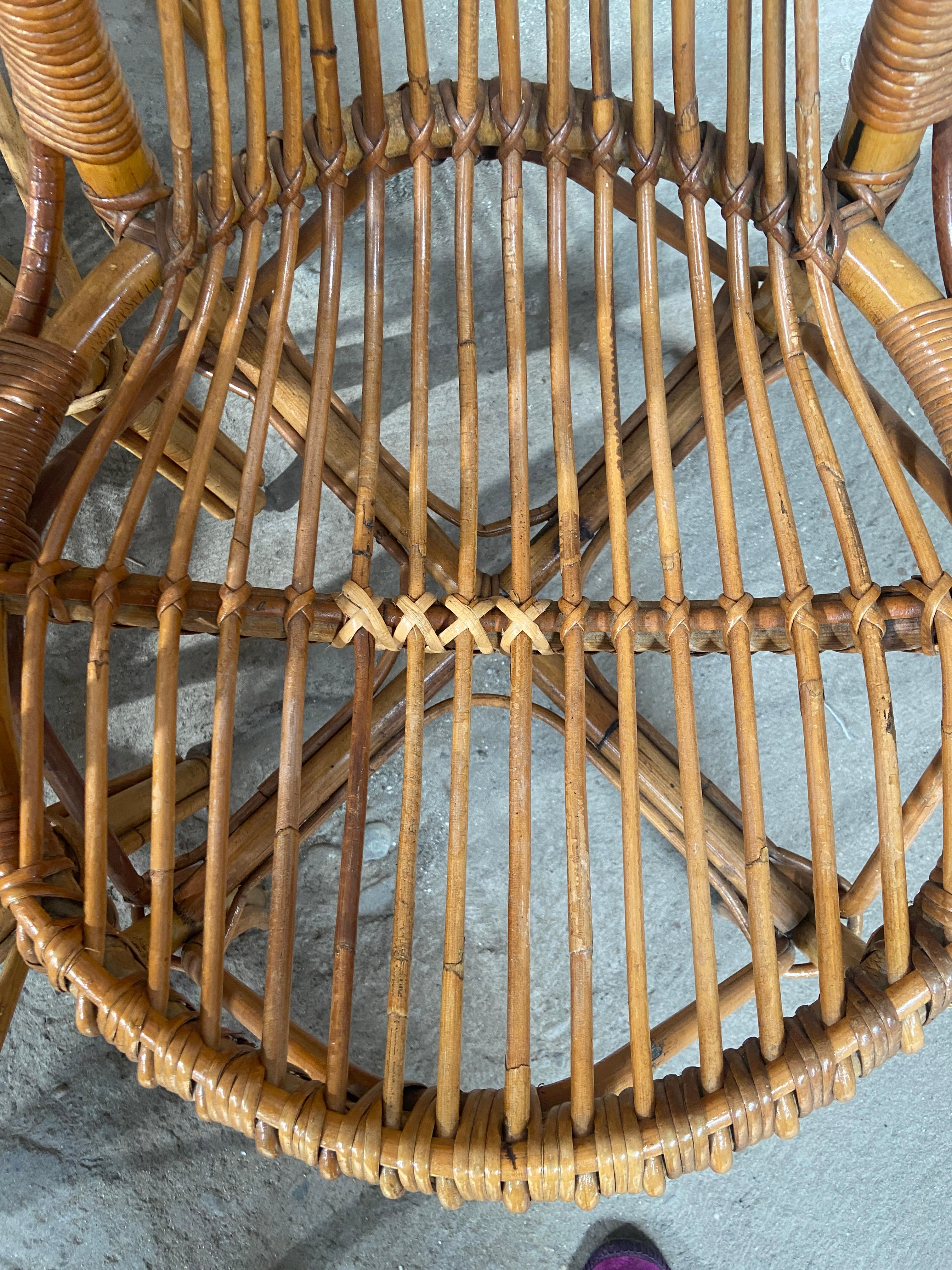 Ensemble de 4 chaises en bambou de style mi-siècle moderne provenant de la Côte d'Azur, années 1970 3
