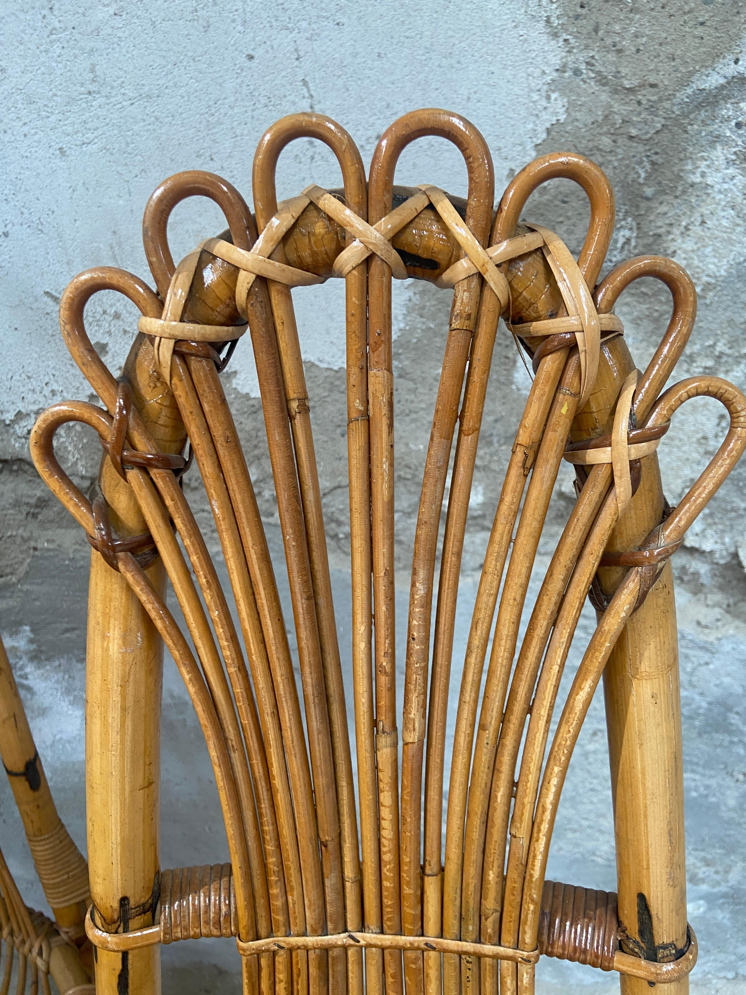 Mid-Century Modern Set of 4 Bamboo Chairs from the French Riviera, 1970s For Sale 9