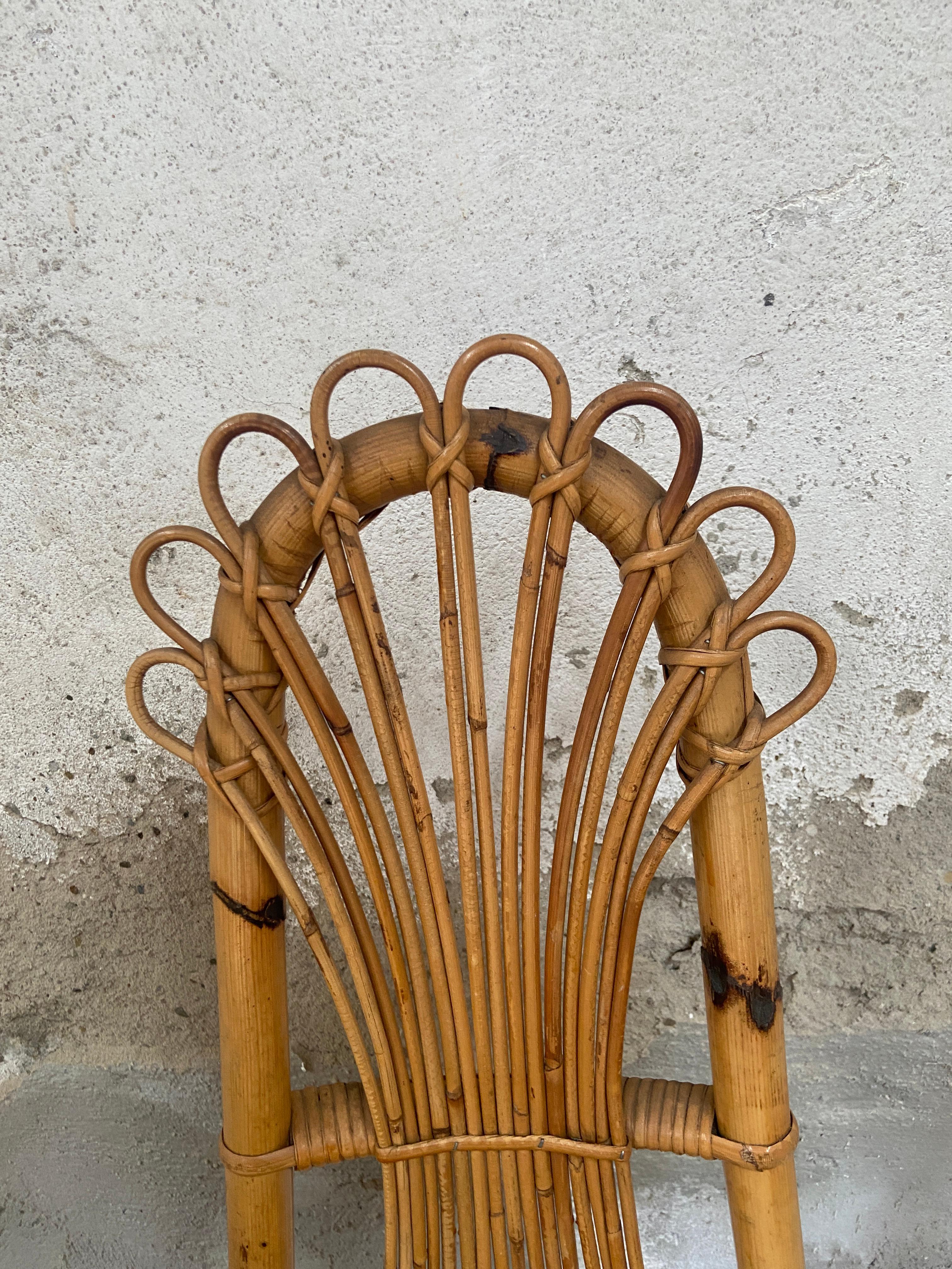Ensemble de 4 chaises en bambou de style mi-siècle moderne provenant de la Côte d'Azur, années 1970 7