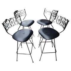Mid-Century Modern Set of 4 Bar Counter Swiveling Stools by Arthur Umanoff