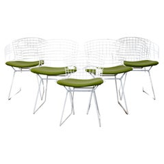 Mid-Century Modern Set of 5 Bertoia Style Side Dining Chairs White